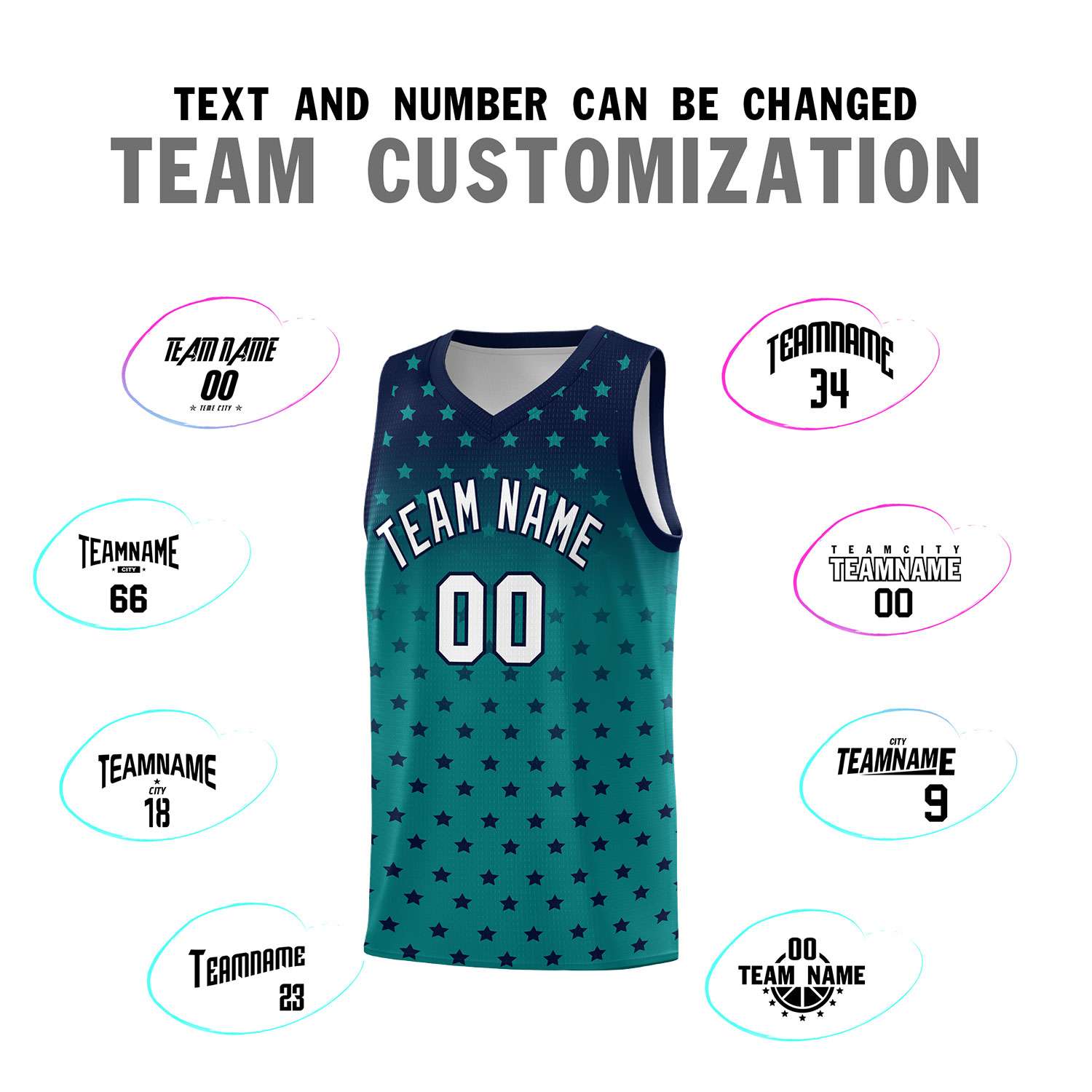 Custom Navy Aqua Gradient Start Pattern Basketball Jersey Sets