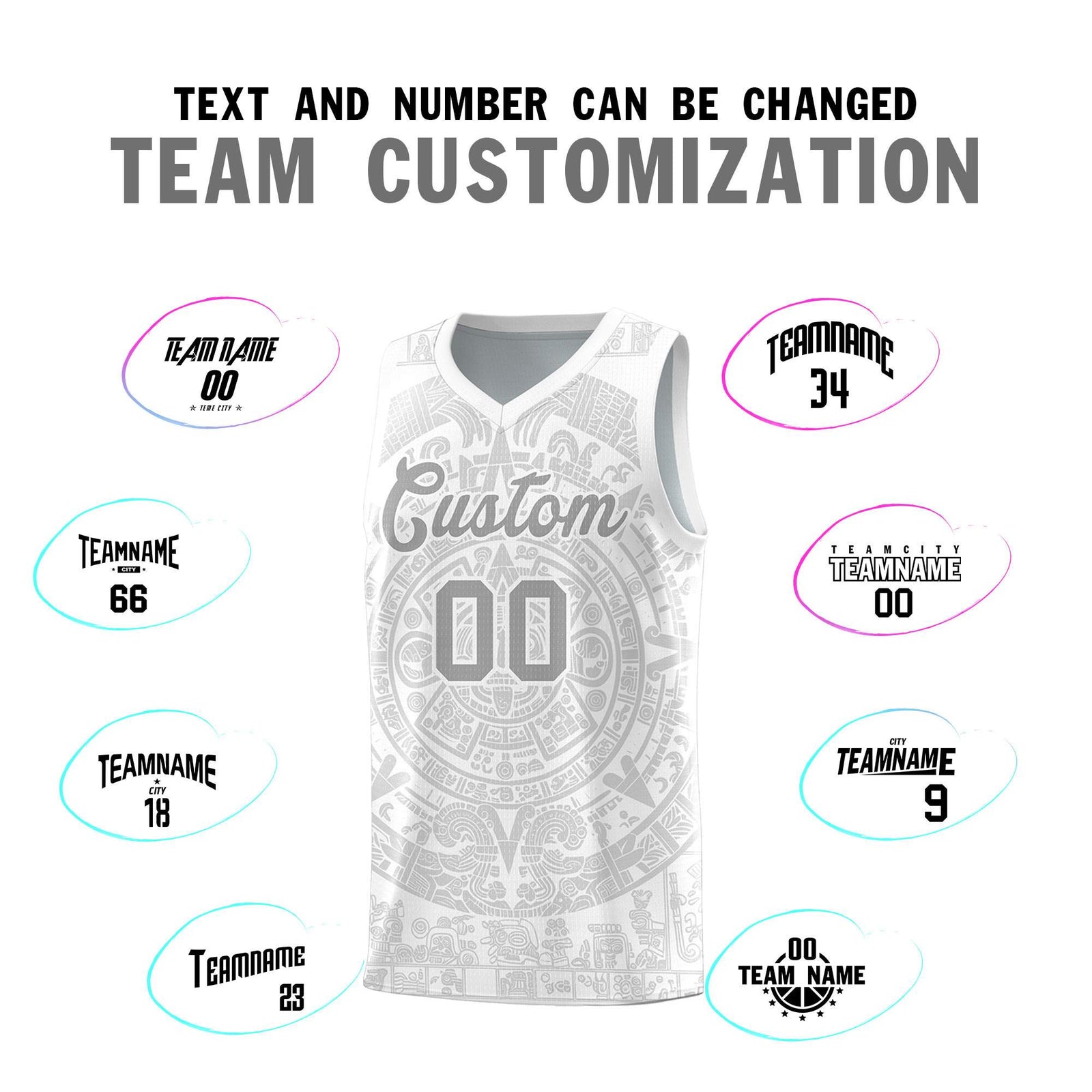 Custom Youth Basketball Jerseys Gray Aztec Sun Stone Personalized Uniform