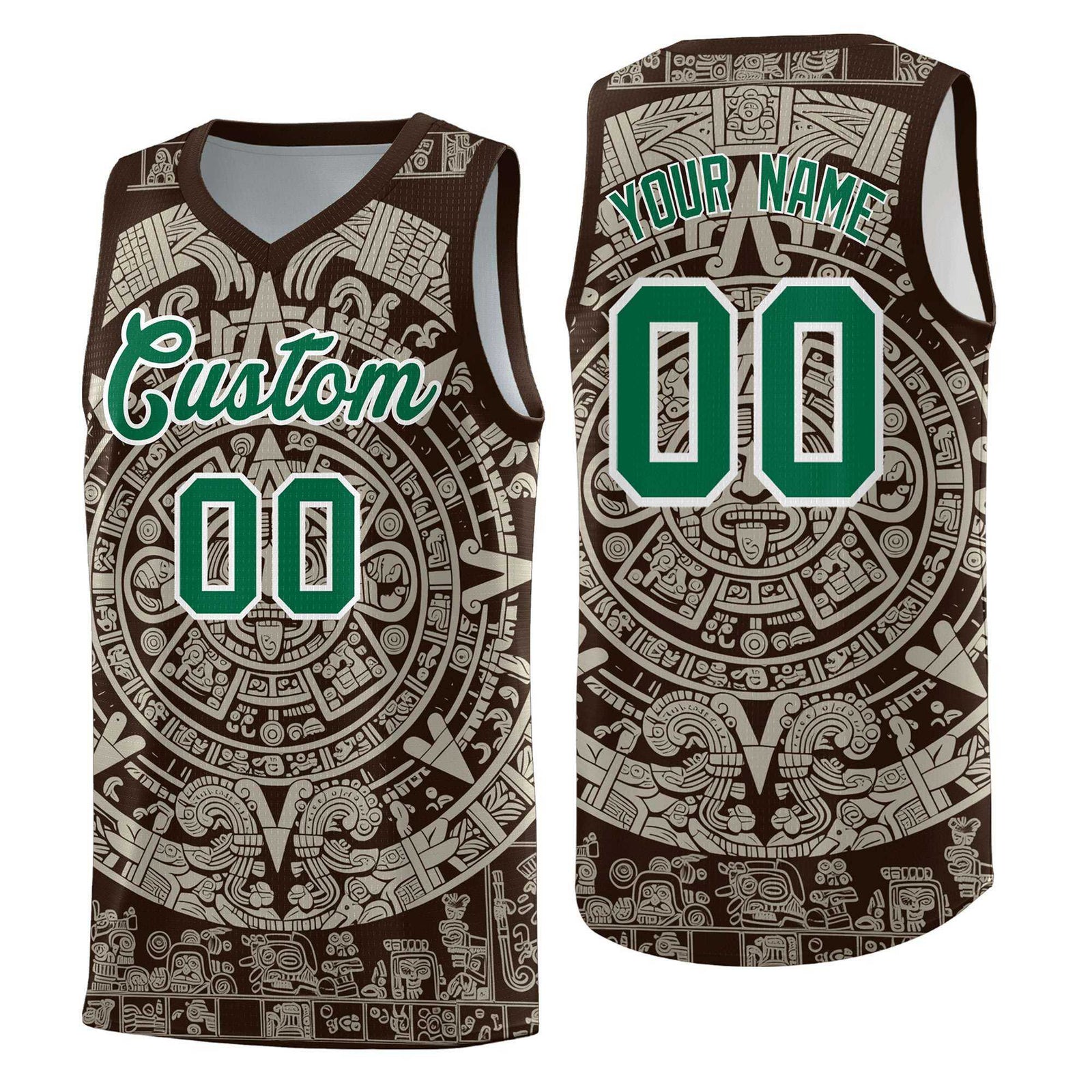 Custom Youth Basketball Jerseys Light Khaki Aztec Sun Stone Design Team Uniform