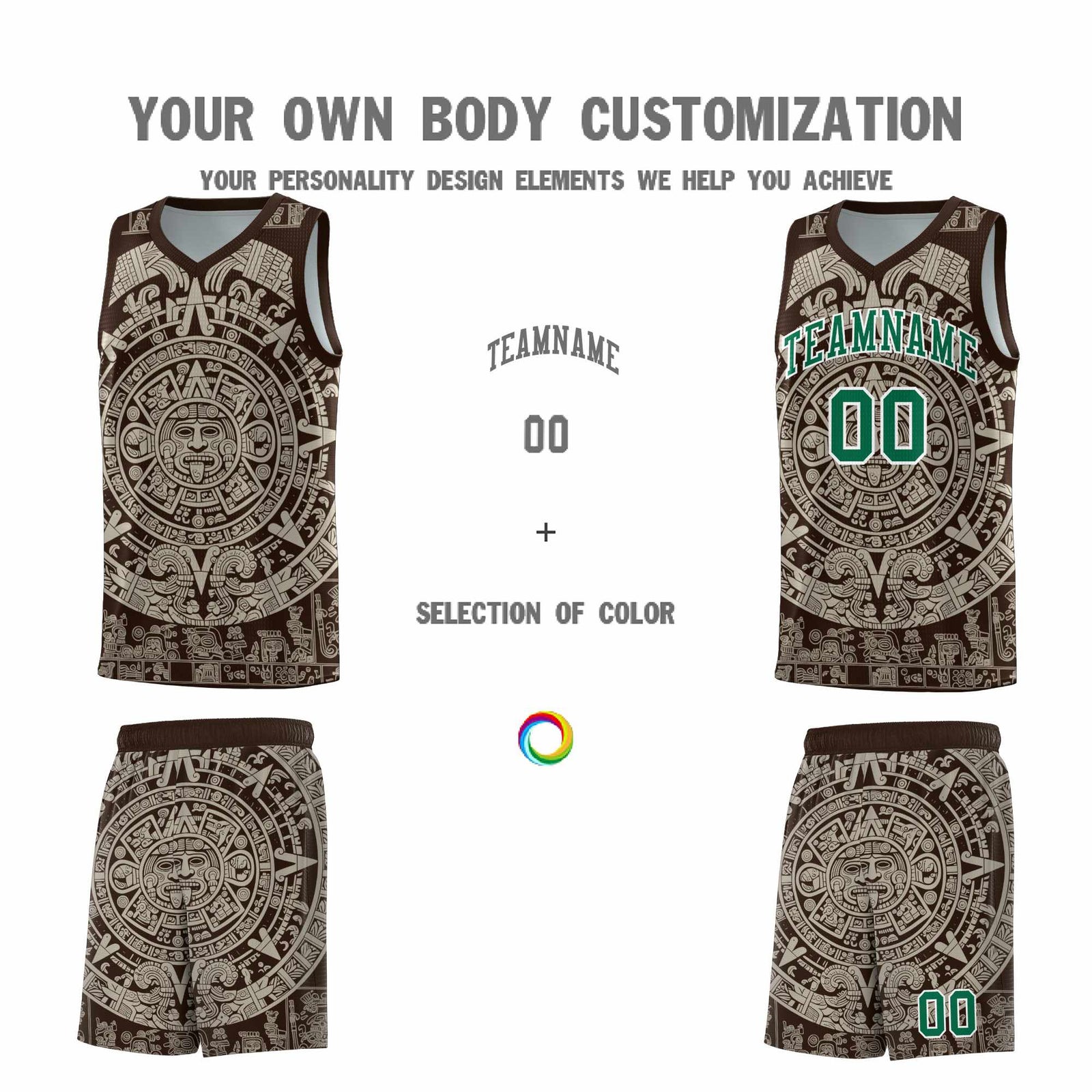 Custom Youth Basketball Jerseys Light Khaki Aztec Sun Stone Design Team Uniform