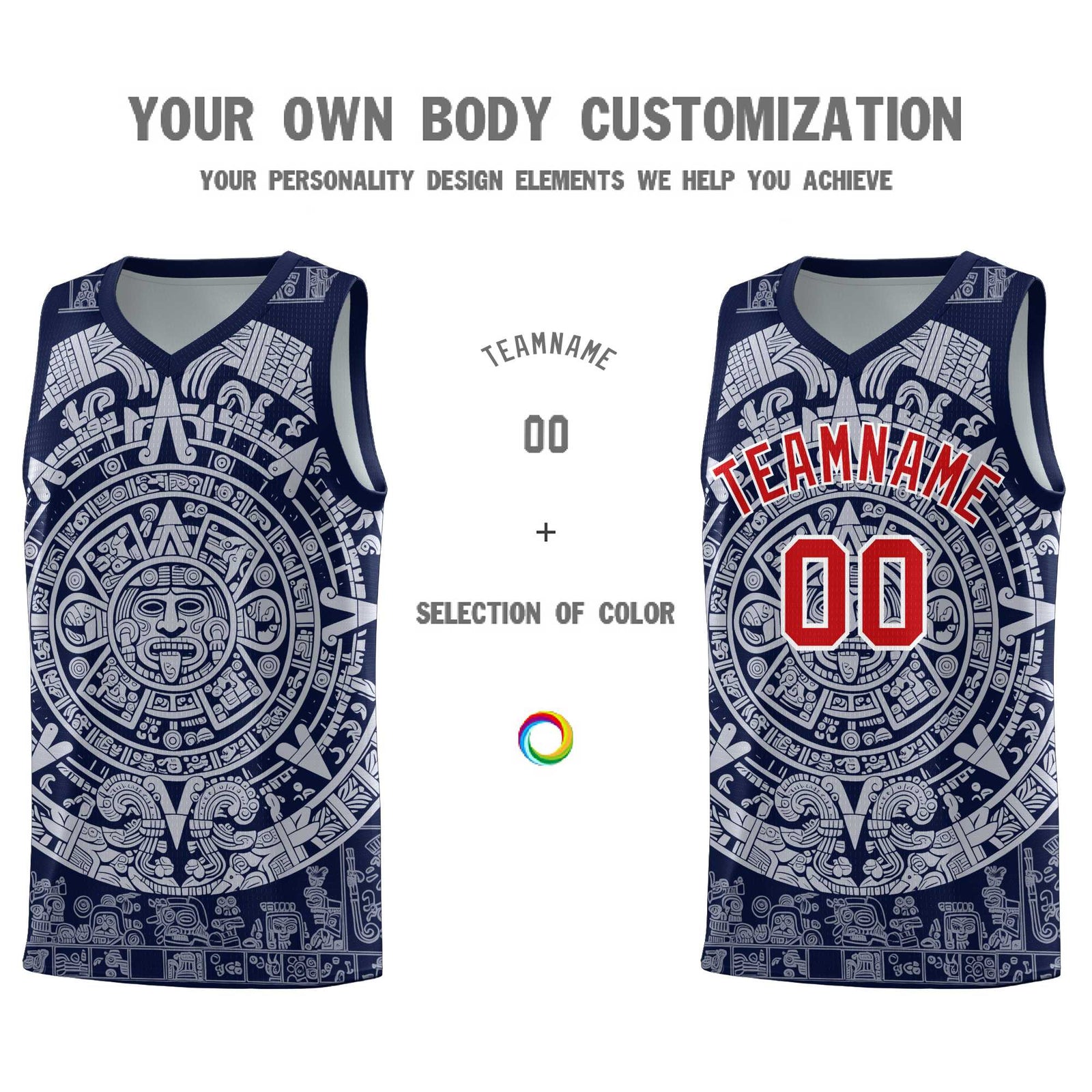 Custom Youth Basketball Jerseys White Aztec Sun Stone Design Team Uniform