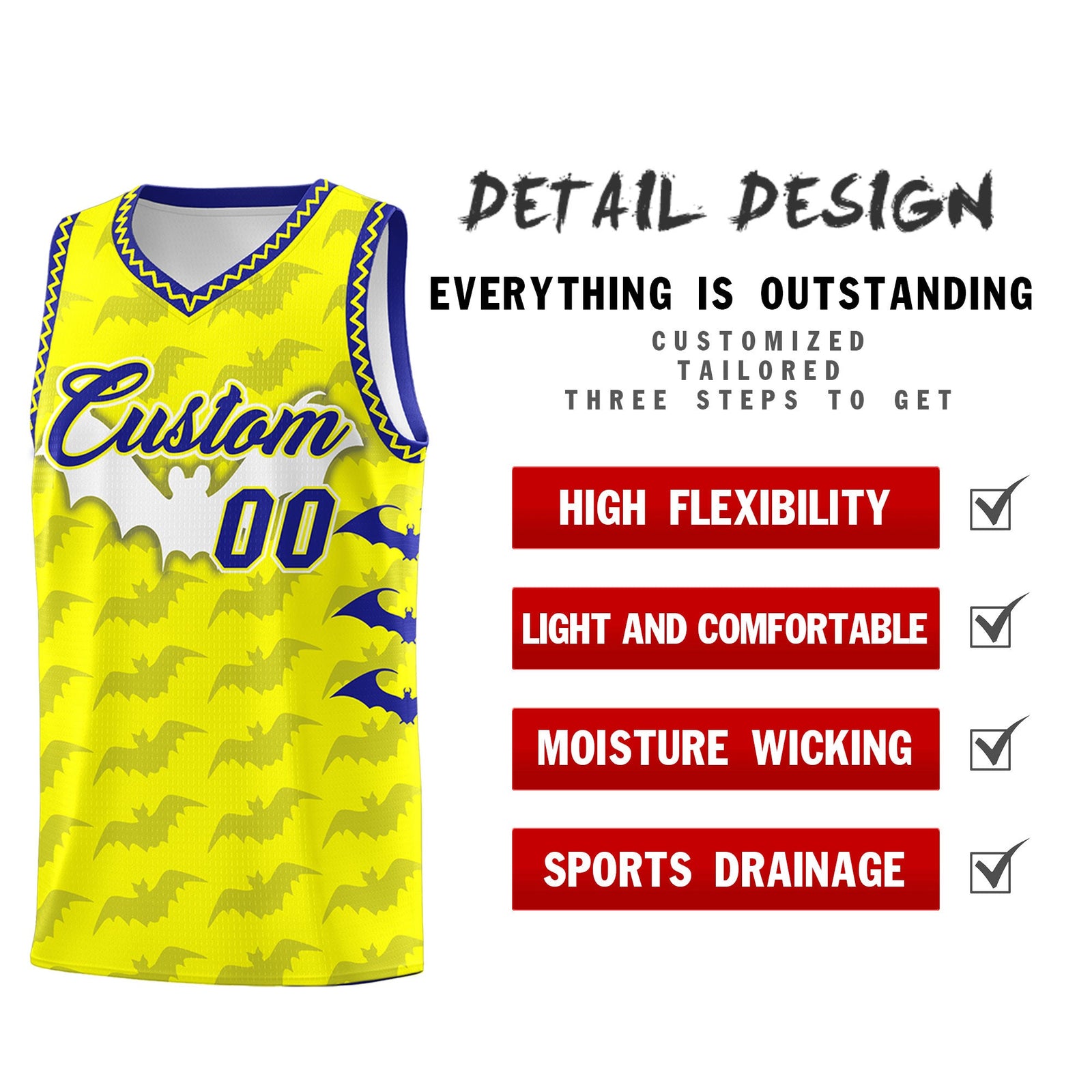 Custom Fluorescent Yellow Bat Pattern Halloween Basketball Jersey | For Men,For Kid,For Youth,Sublimation Printed,Perfect for Training,Perfect for Parties,Add Name and Numbern | KXKSHOP