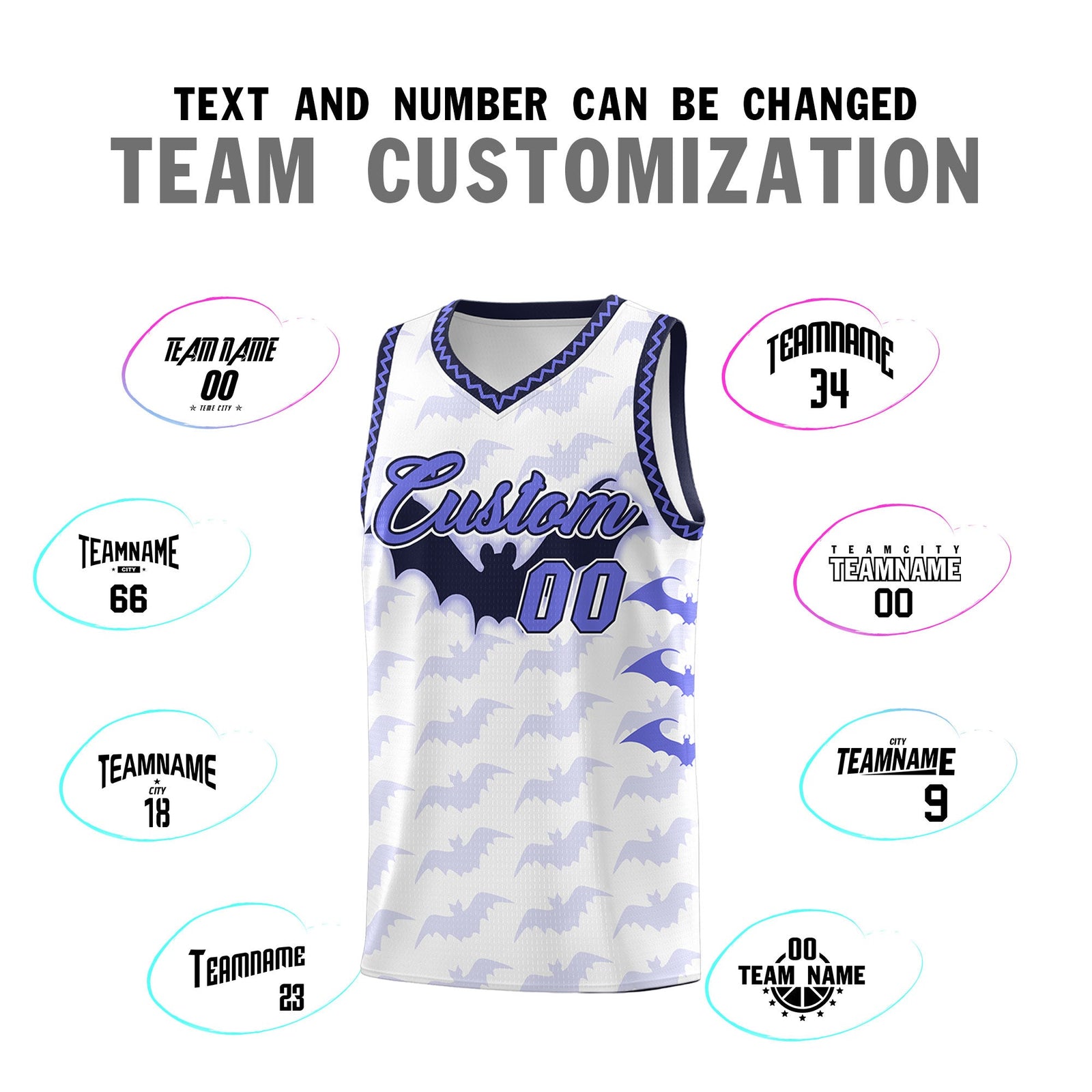 Custom White Purple Navy Bat Pattern Halloween Basketball Jersey | For Men,For Kid,For Youth,Sublimation Printed,Perfect for Training,Perfect for Parties,Add Name and Numbern | KXKSHOP