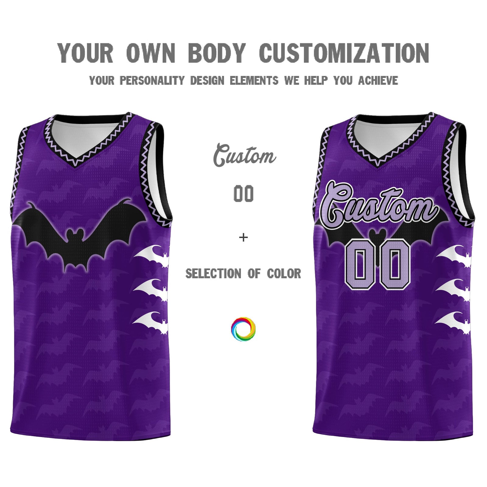 Custom Purple Light Purple Bat Pattern Halloween Basketball Jersey | For Men,For Kid,For Youth,Sublimation Printed,Perfect for Training,Perfect for Parties,Add Name and Numbern | KXKSHOP