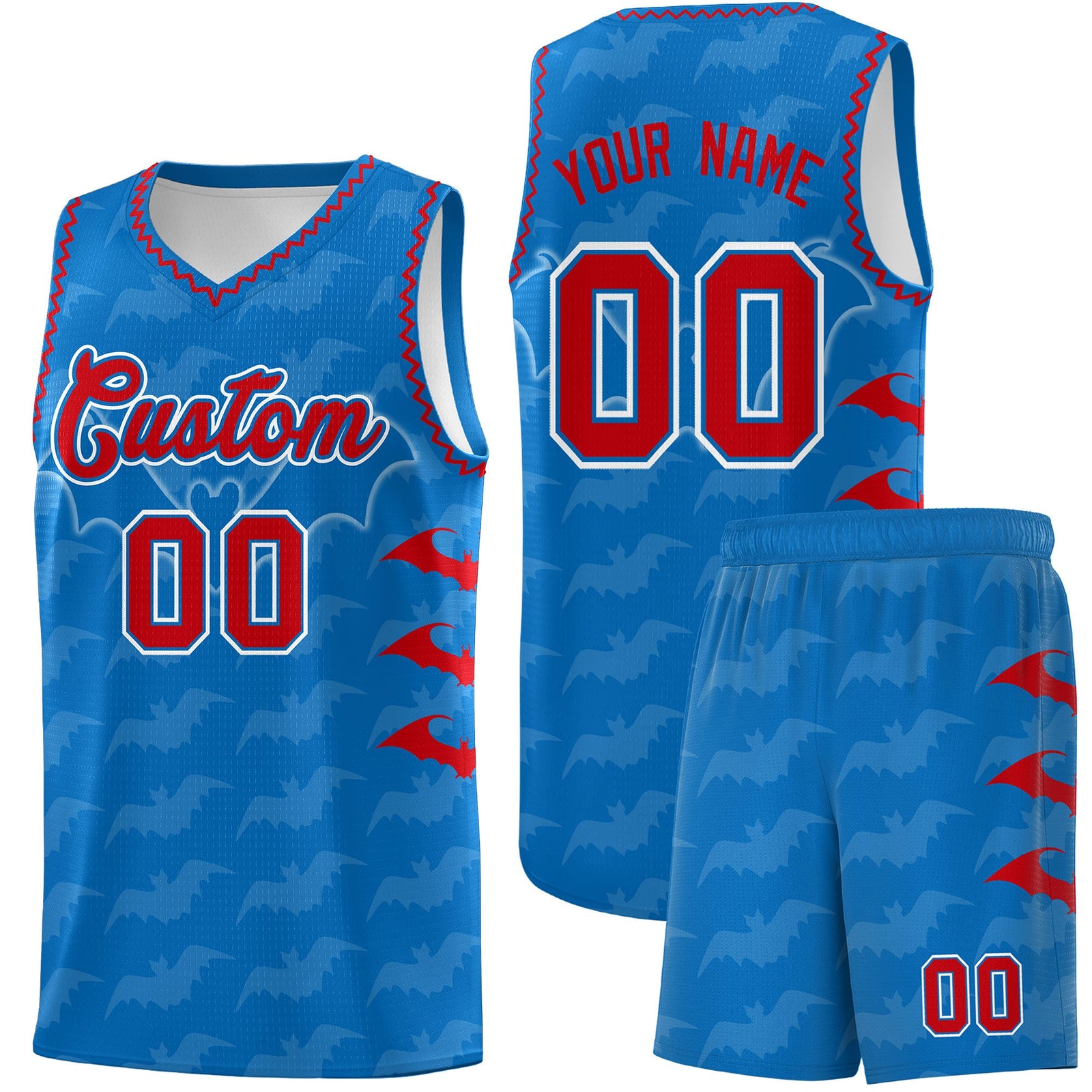 Custom Royal Red Bat Pattern Halloween Basketball Jersey | For Men,For Kid,For Youth,Sublimation Printed,Perfect for Training,Perfect for Parties,Add Name and Numbern | KXKSHOP