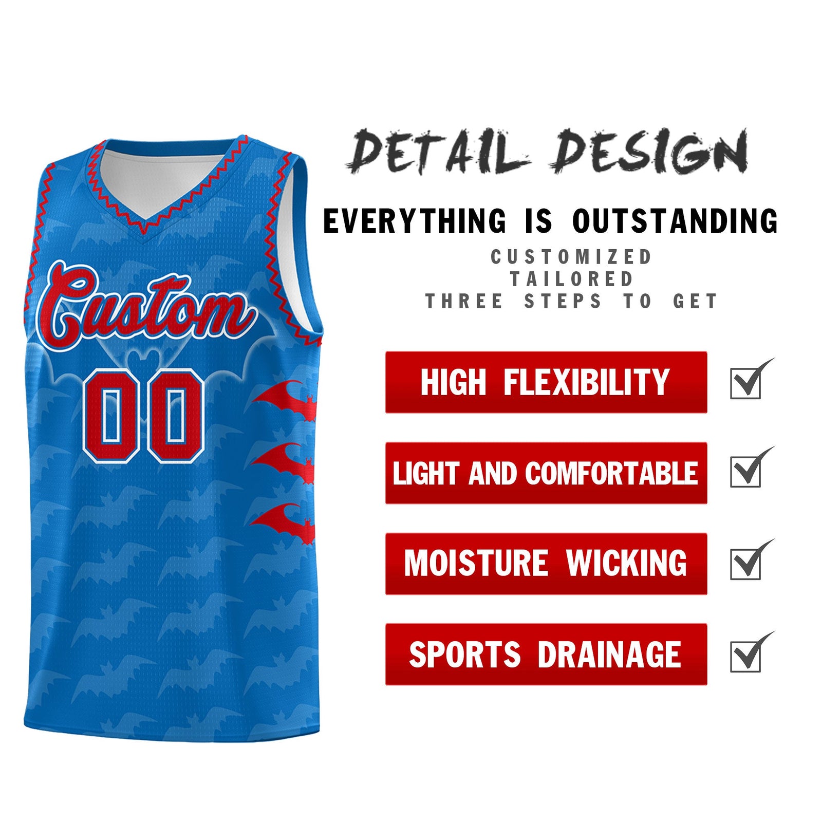 Custom Royal Red Bat Pattern Halloween Basketball Jersey | For Men,For Kid,For Youth,Sublimation Printed,Perfect for Training,Perfect for Parties,Add Name and Numbern | KXKSHOP