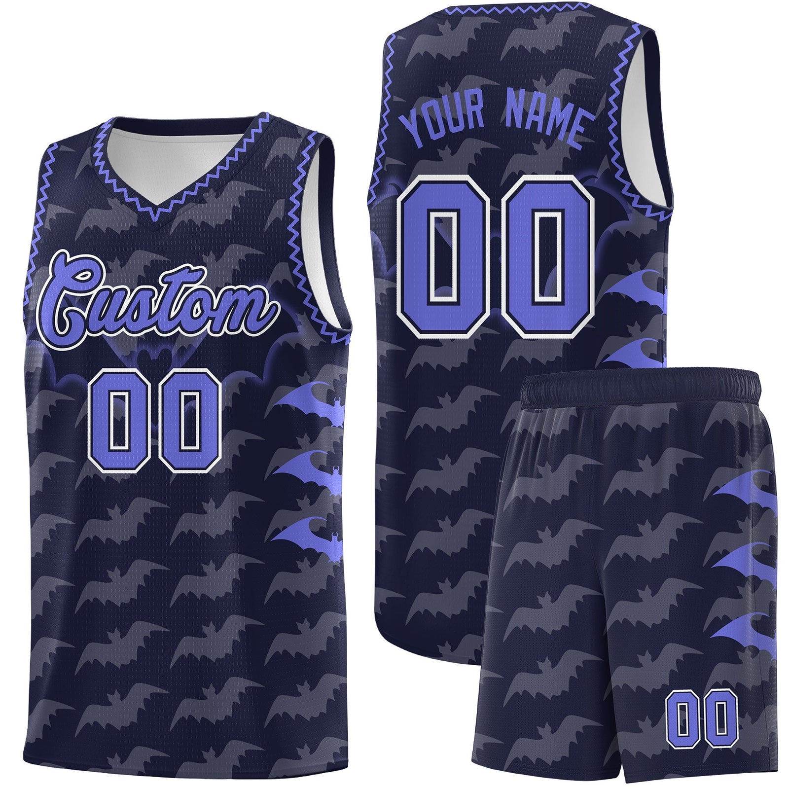 Custom Navy Purple Bat Pattern Halloween Basketball Jersey | For Men,For Kid,For Youth,Sublimation Printed,Perfect for Training,Perfect for Parties,Add Name and Numbern | KXKSHOP