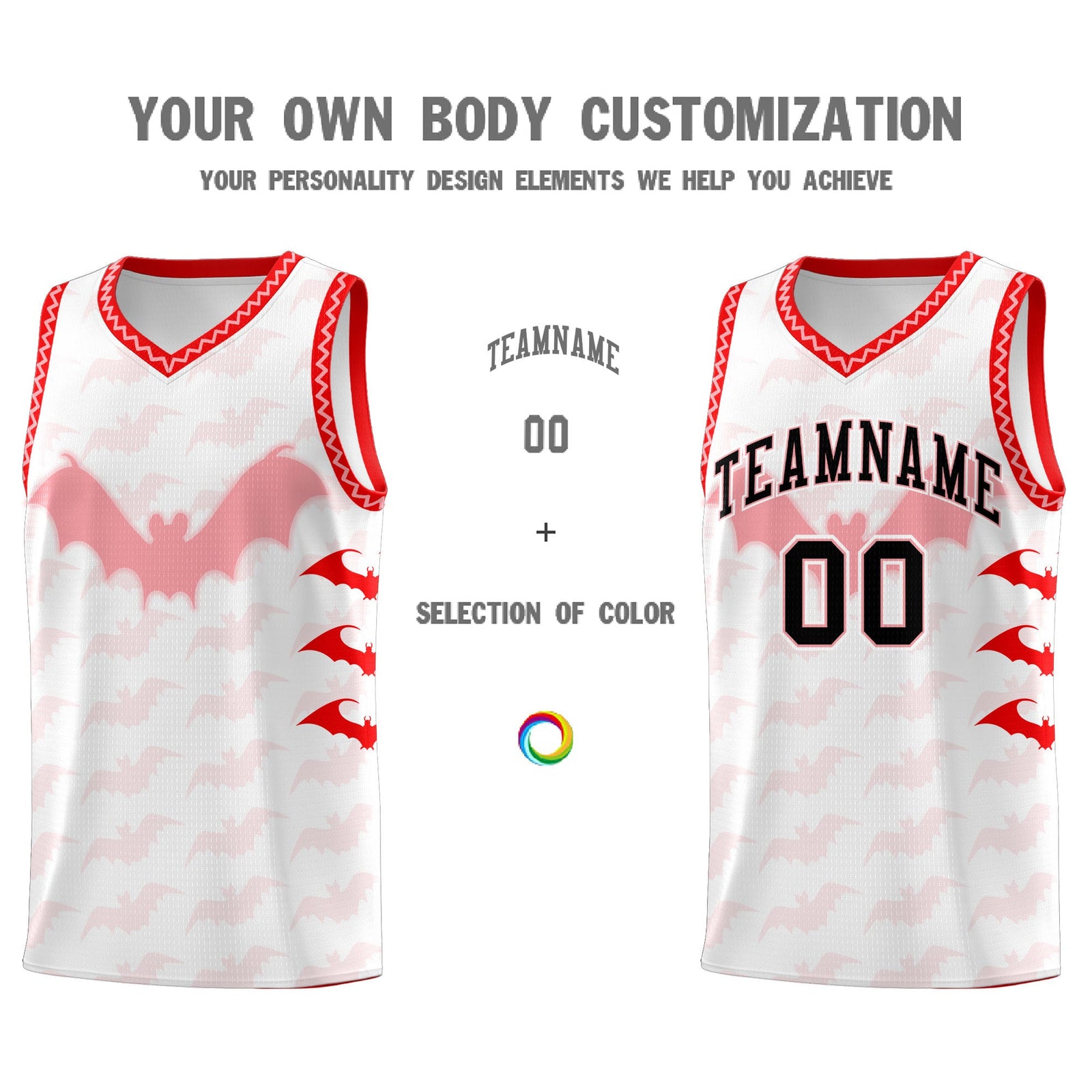 Custom White Light Pink Bat Pattern Halloween Basketball Jersey | For Men,For Kid,For Youth,Sublimation Printed,Perfect for Training,Perfect for Parties,Add Name and Numbern | KXKSHOP