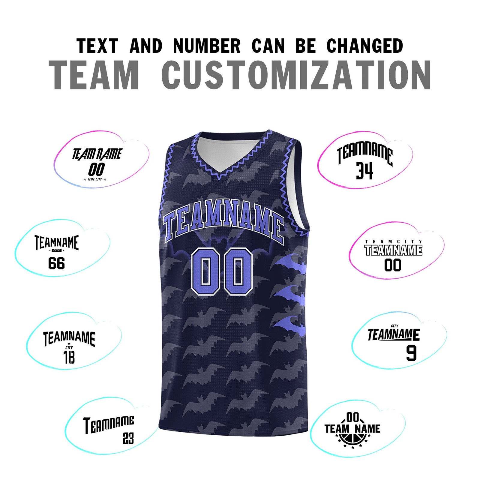 Custom Navy Purple Bat Pattern Halloween Basketball Jersey | For Men,For Kid,For Youth,Sublimation Printed,Perfect for Training,Perfect for Parties,Add Name and Numbern | KXKSHOP
