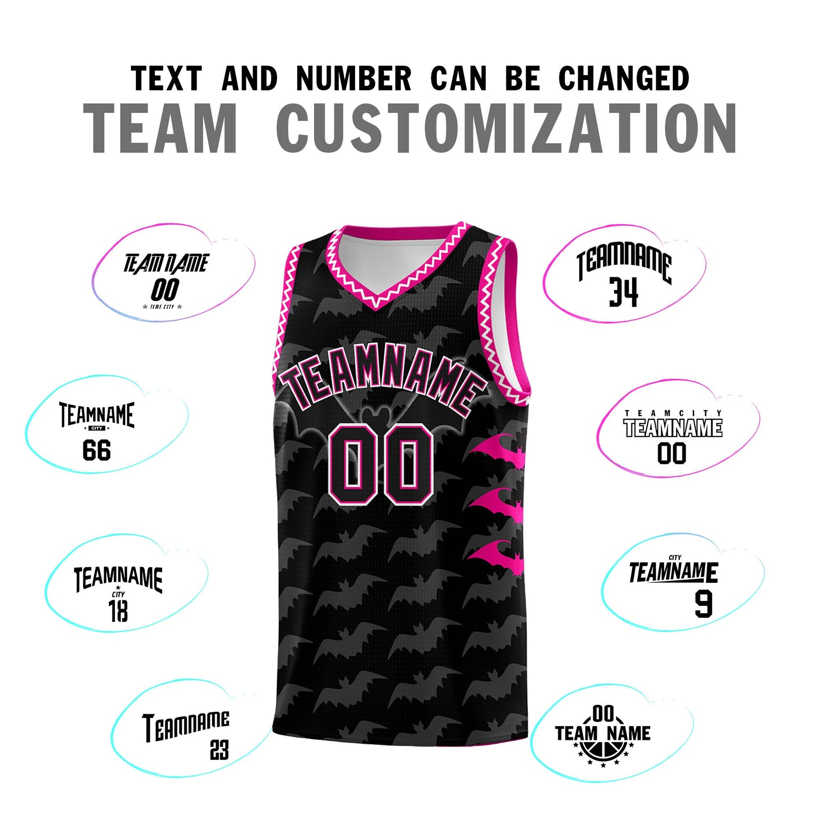 Custom Black White Bat Pattern Halloween Basketball Jersey | For Men,For Kid,For Youth,Sublimation Printed,Perfect for Training,Perfect for Parties,Add Name and Numbern | KXKSHOP