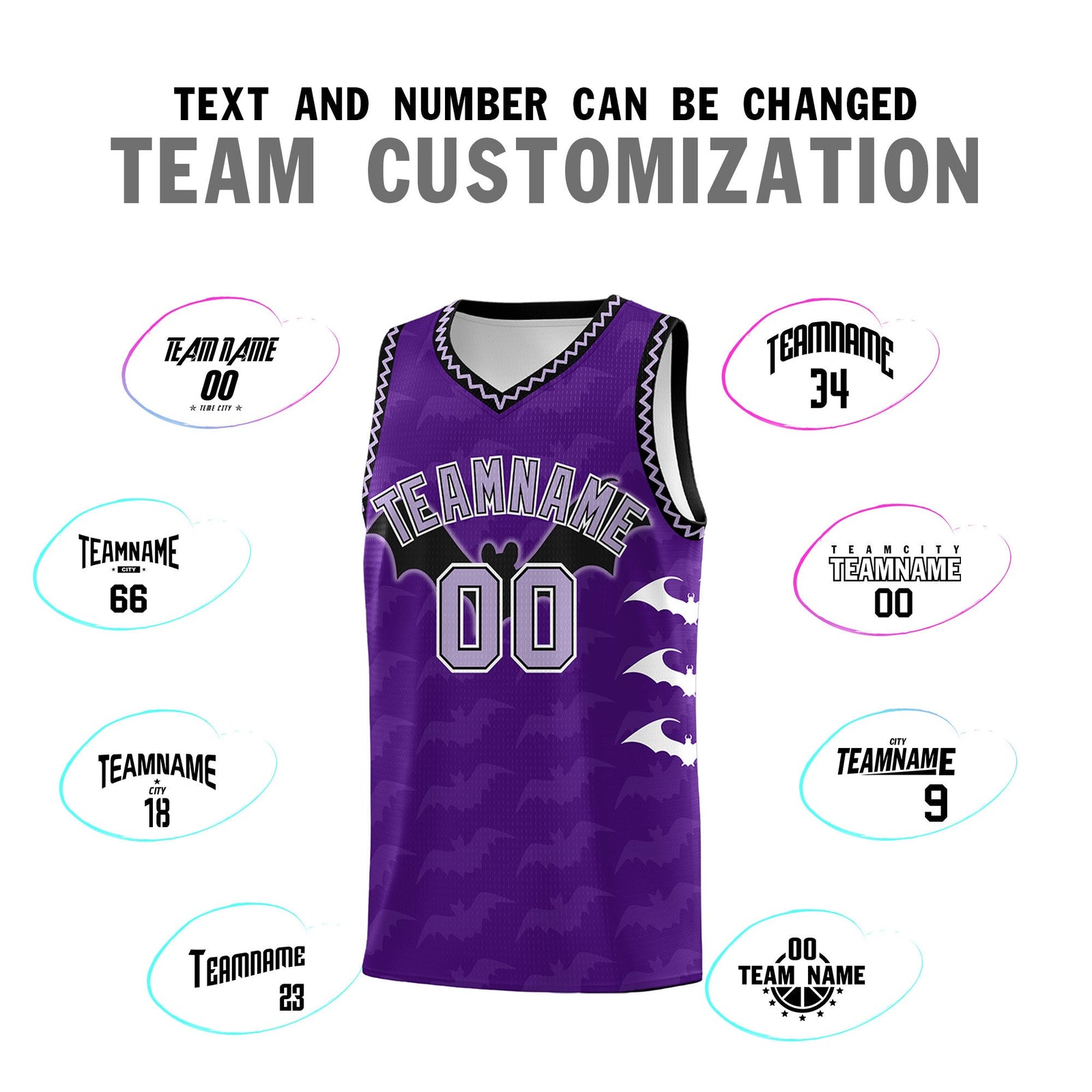 Custom Purple Light Purple Bat Pattern Halloween Basketball Jersey | For Men,For Kid,For Youth,Sublimation Printed,Perfect for Training,Perfect for Parties,Add Name and Numbern | KXKSHOP