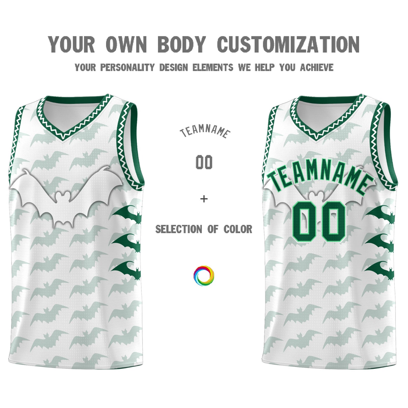 Custom White Kelly Green Bat Pattern Halloween Basketball Jersey | For Men,For Kid,For Youth,Sublimation Printed,Perfect for Training,Perfect for Parties,Add Name and Numbern | KXKSHOP