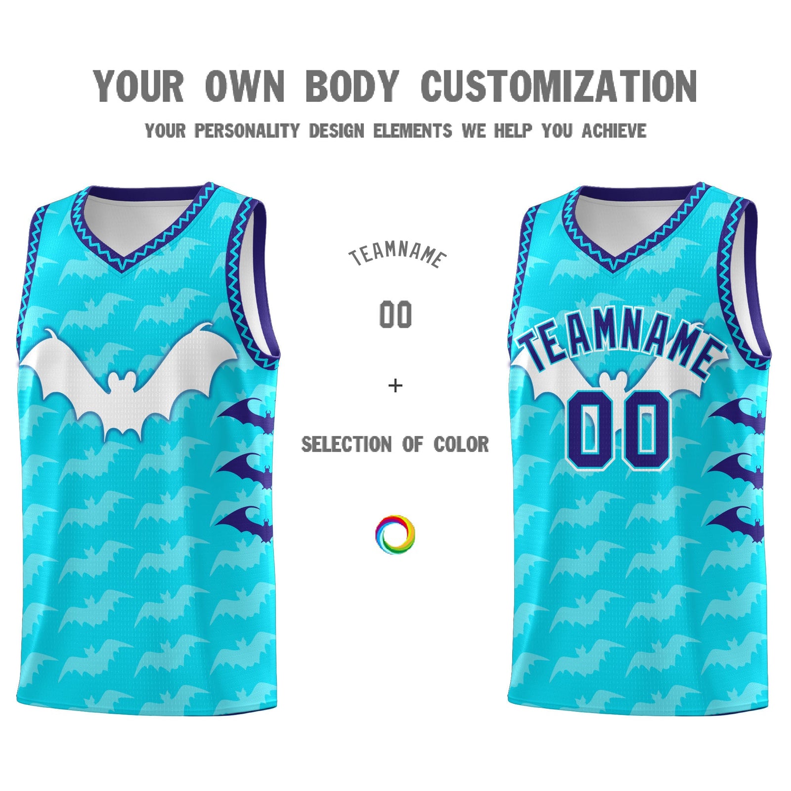 Custom Sky Blue Bat Pattern Halloween Basketball Jersey | For Men,For Kid,For Youth,Sublimation Printed,Perfect for Training,Perfect for Parties,Add Name and Numbern | KXKSHOP