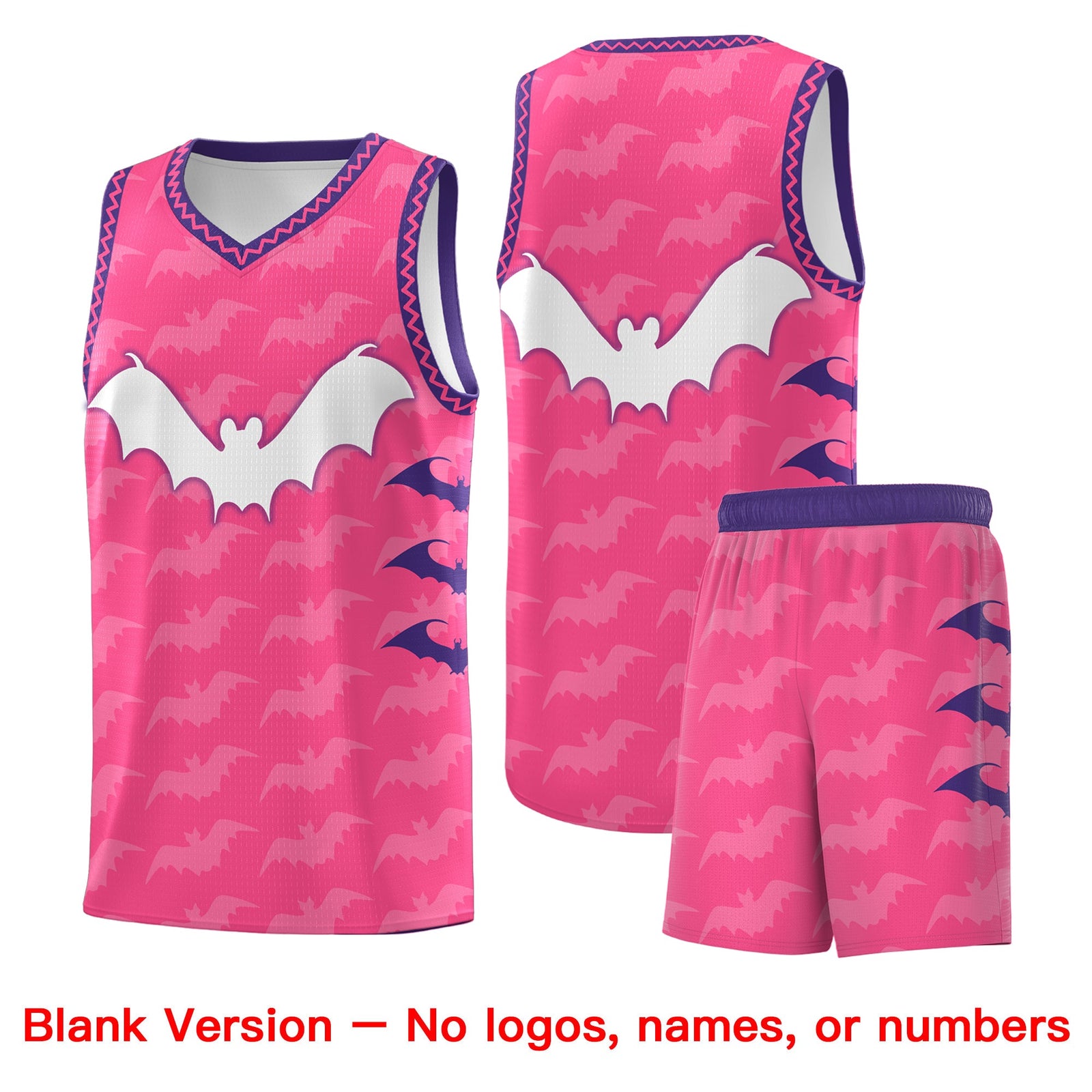 Custom Pink Purple Bat Pattern Halloween Basketball Jersey | For Men,For Kid,For Youth,Sublimation Printed,Perfect for Training,Perfect for Parties,Add Name and Numbern | KXKSHOP