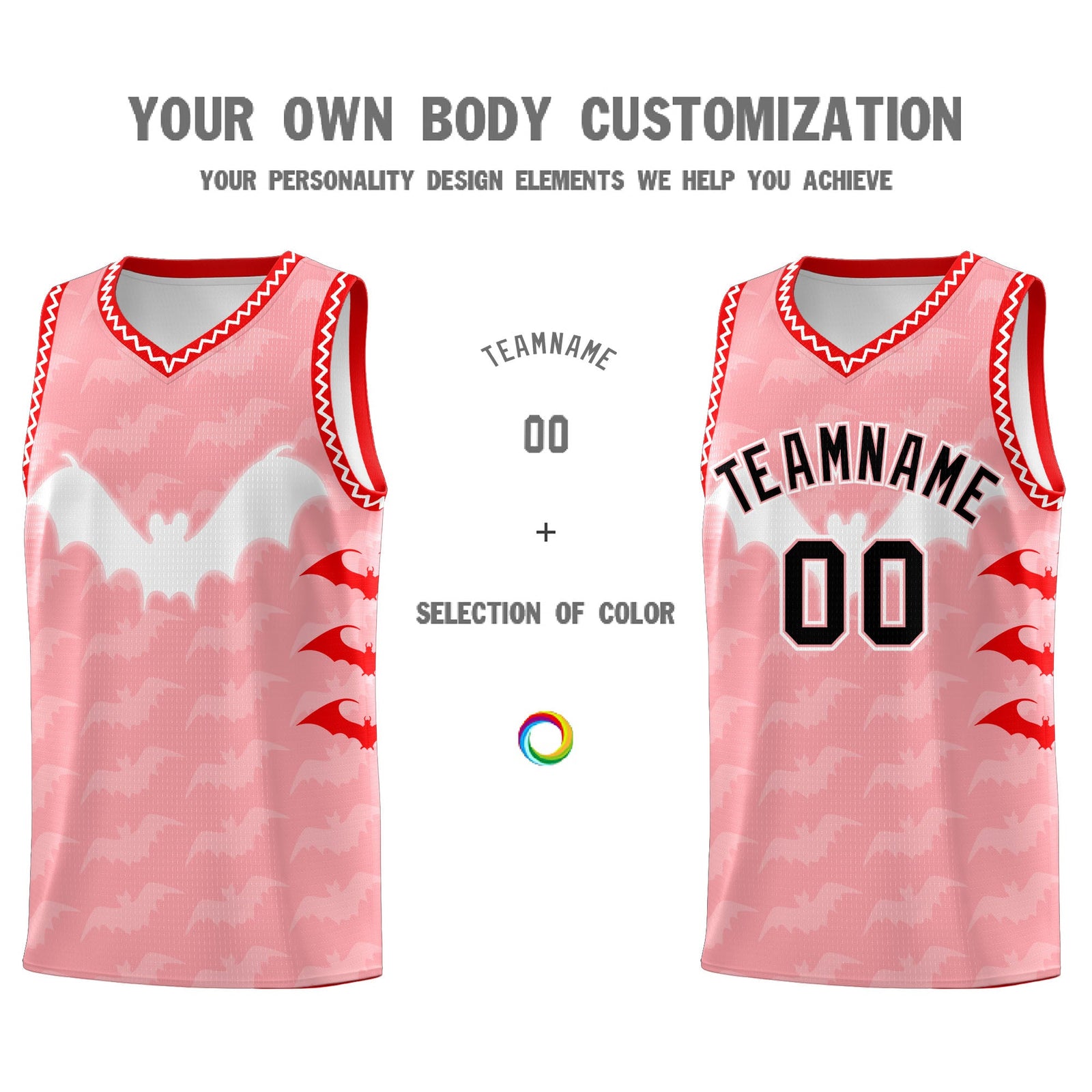 Custom Light Pink White Bat Pattern Halloween Basketball Jersey | For Men,For Kid,For Youth,Sublimation Printed,Perfect for Training,Perfect for Parties,Add Name and Numbern | KXKSHOP