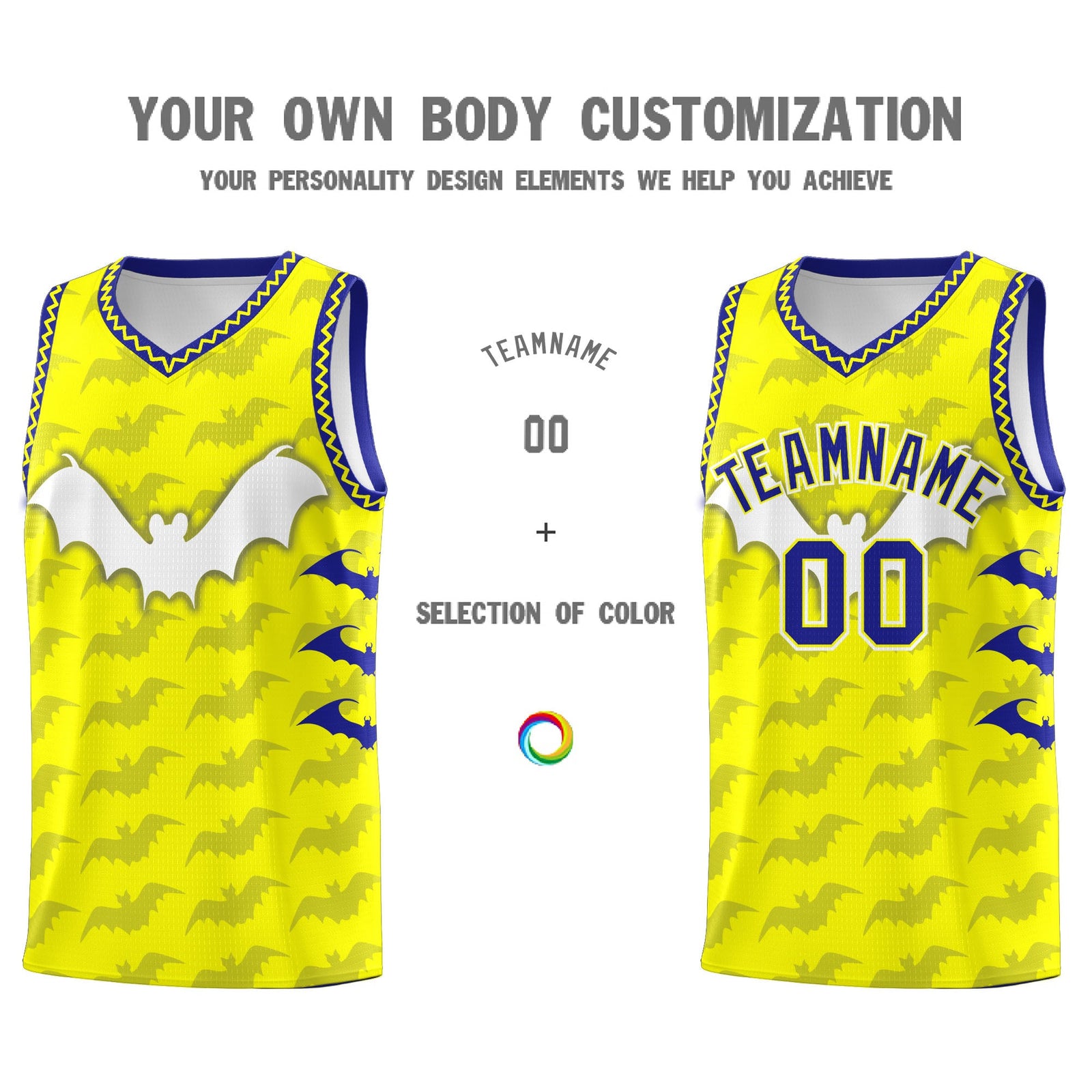 Custom Fluorescent Yellow Bat Pattern Halloween Basketball Jersey | For Men,For Kid,For Youth,Sublimation Printed,Perfect for Training,Perfect for Parties,Add Name and Numbern | KXKSHOP