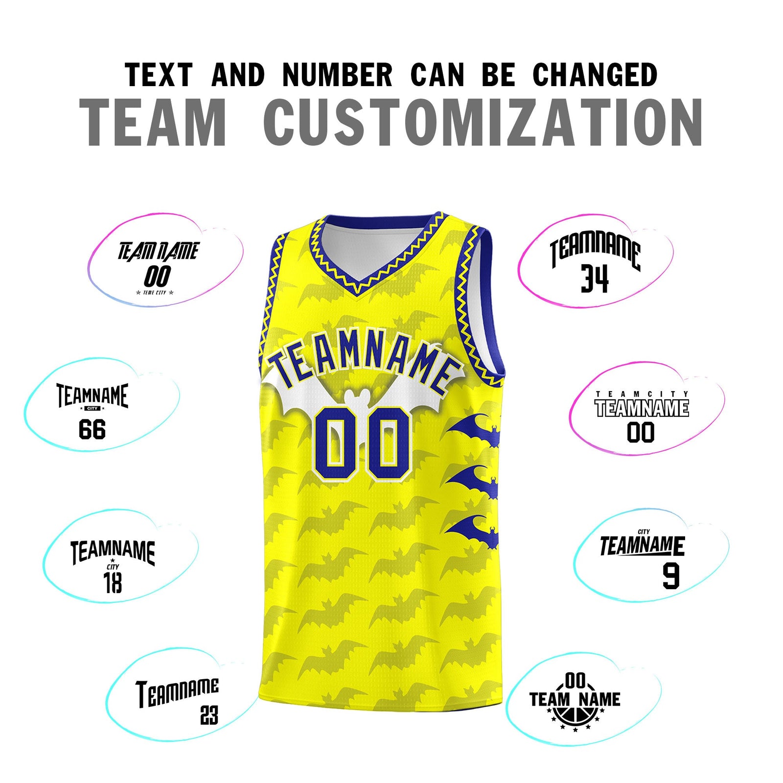 Custom Fluorescent Yellow Bat Pattern Halloween Basketball Jersey | For Men,For Kid,For Youth,Sublimation Printed,Perfect for Training,Perfect for Parties,Add Name and Numbern | KXKSHOP