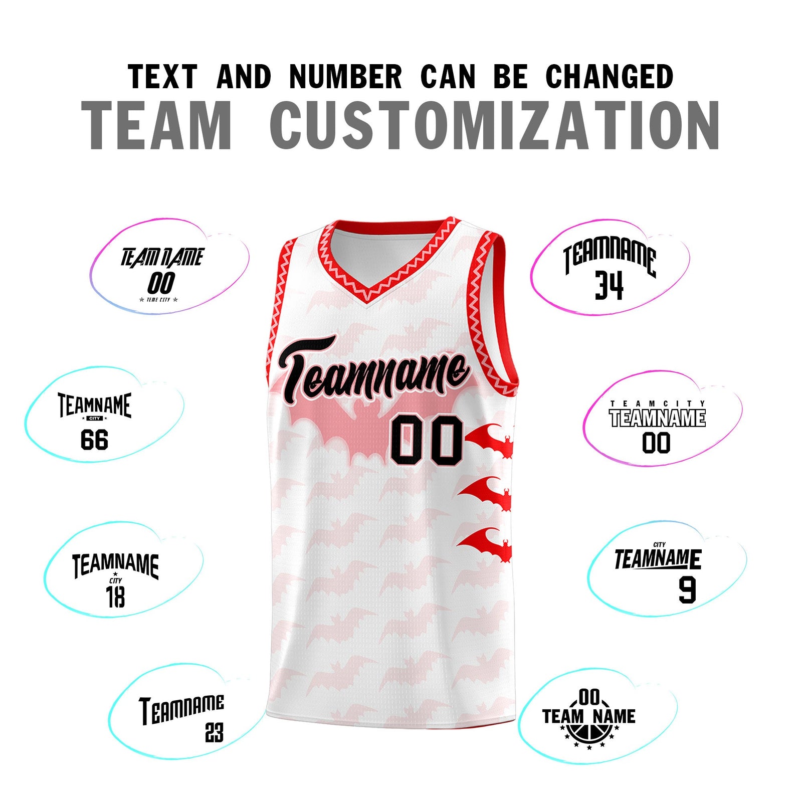 Custom White Light Pink Bat Pattern Halloween Basketball Jersey | For Men,For Kid,For Youth,Sublimation Printed,Perfect for Training,Perfect for Parties,Add Name and Numbern | KXKSHOP