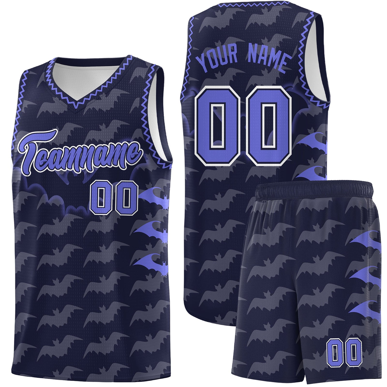 Custom Navy Purple Bat Pattern Halloween Basketball Jersey | For Men,For Kid,For Youth,Sublimation Printed,Perfect for Training,Perfect for Parties,Add Name and Numbern | KXKSHOP