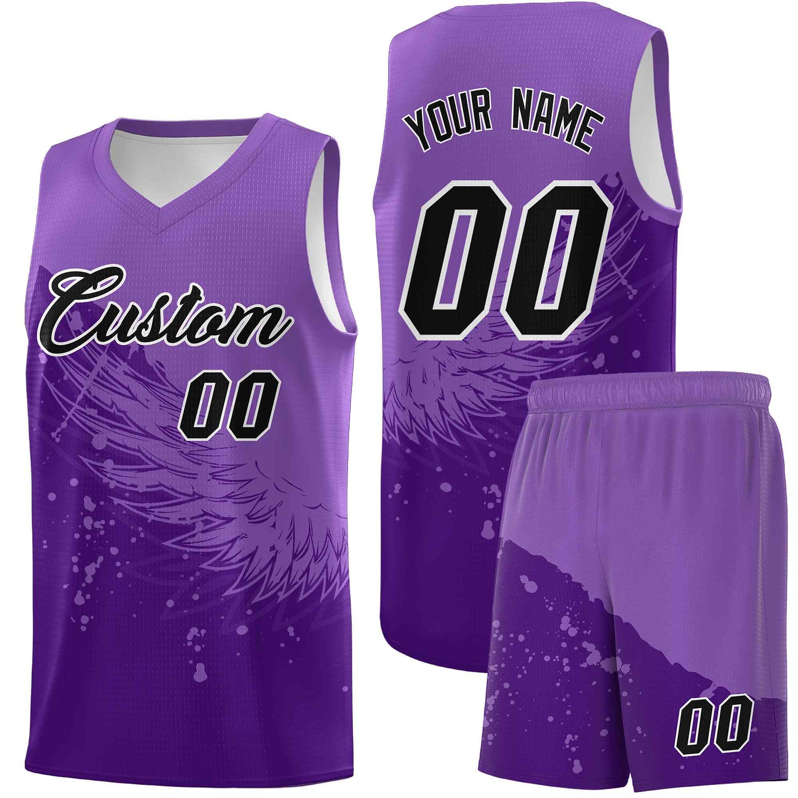 Custom Purple Light Purple Wing Pattern Sports Uniform Basketball Jersey| KXKSHOP