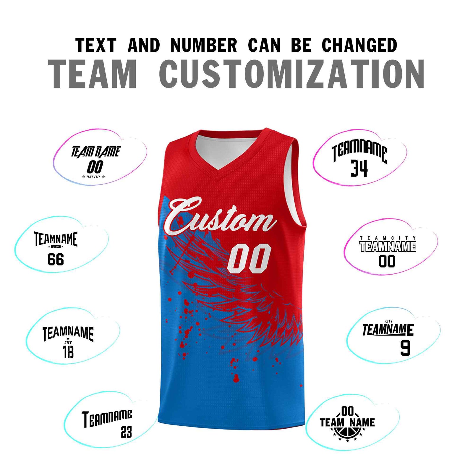 Custom Royal Red Wing Pattern Sports Uniform Basketball Jersey| KXKSHOP
