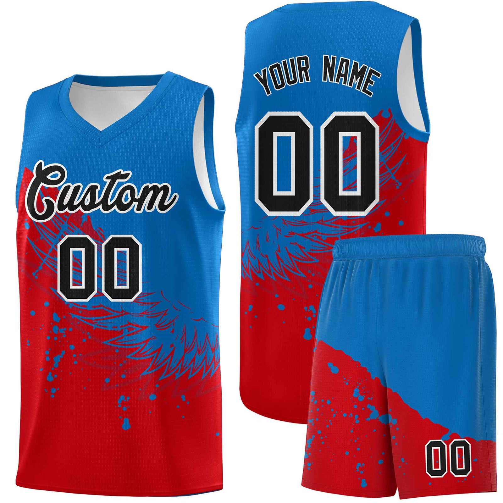 Custom Red Royal Wing Pattern Sports Uniform Basketball Jersey