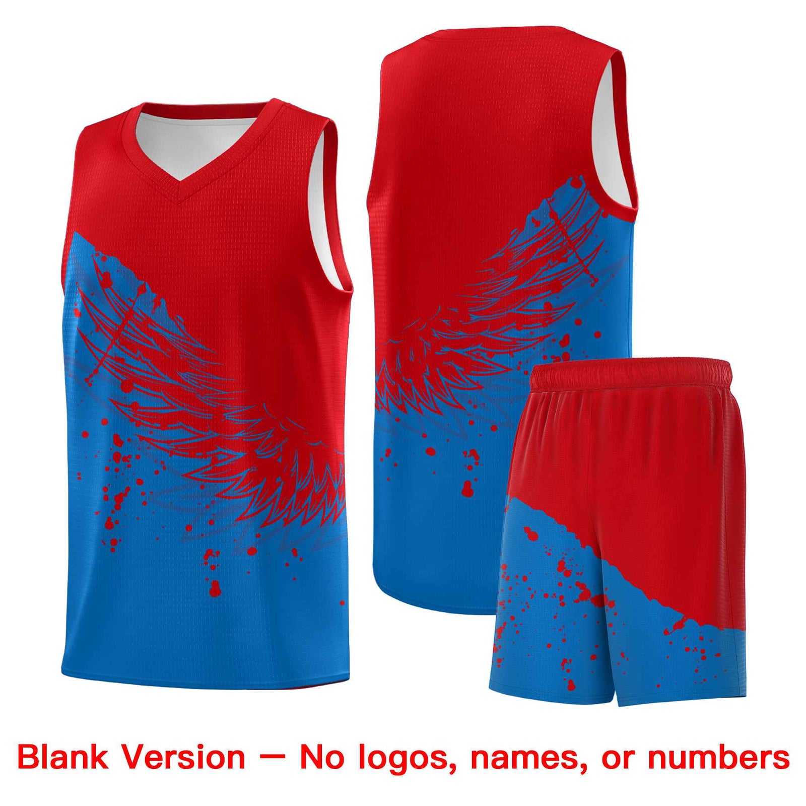 Custom Royal Red Wing Pattern Sports Uniform Basketball Jersey