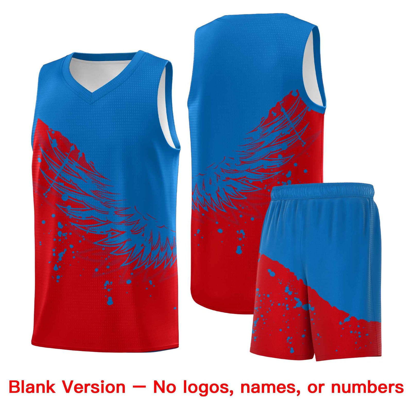 Custom Red Royal Wing Pattern Sports Uniform Basketball Jersey