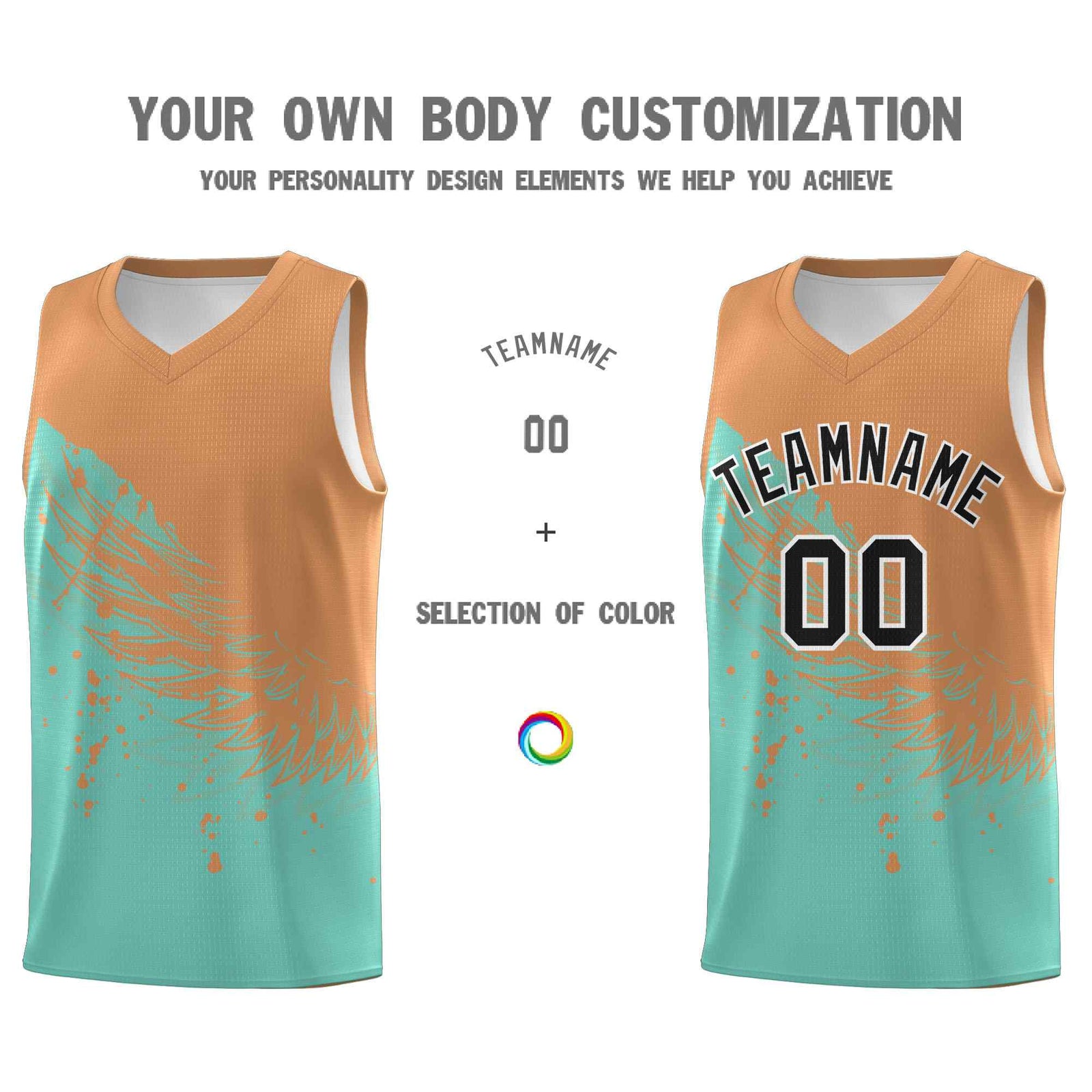 Custom Bright Green Buckskin Brown Wing Pattern Sports Uniform Basketball Jersey