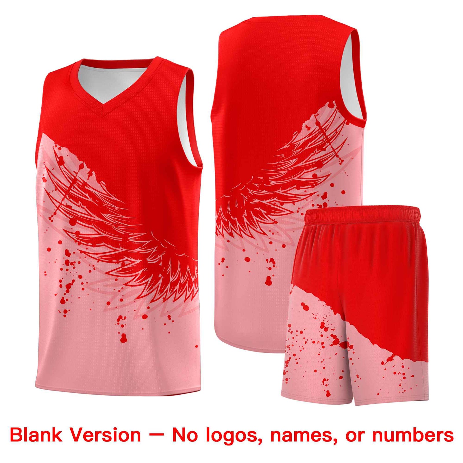 Custom Light Pink Light Red Wing Pattern Sports Uniform Basketball Jersey