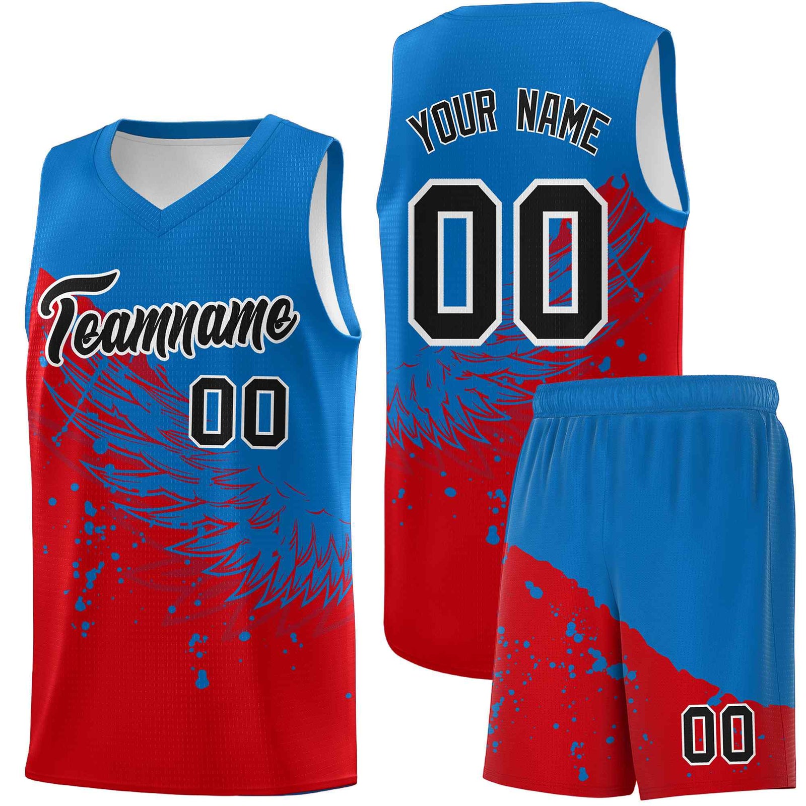 Custom Red Royal Wing Pattern Sports Uniform Basketball Jersey