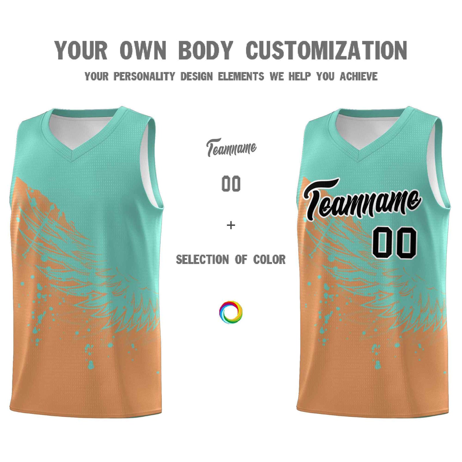 Custom Buckskin Brown Bright Green Wing Pattern Sports Uniform Basketball Jersey