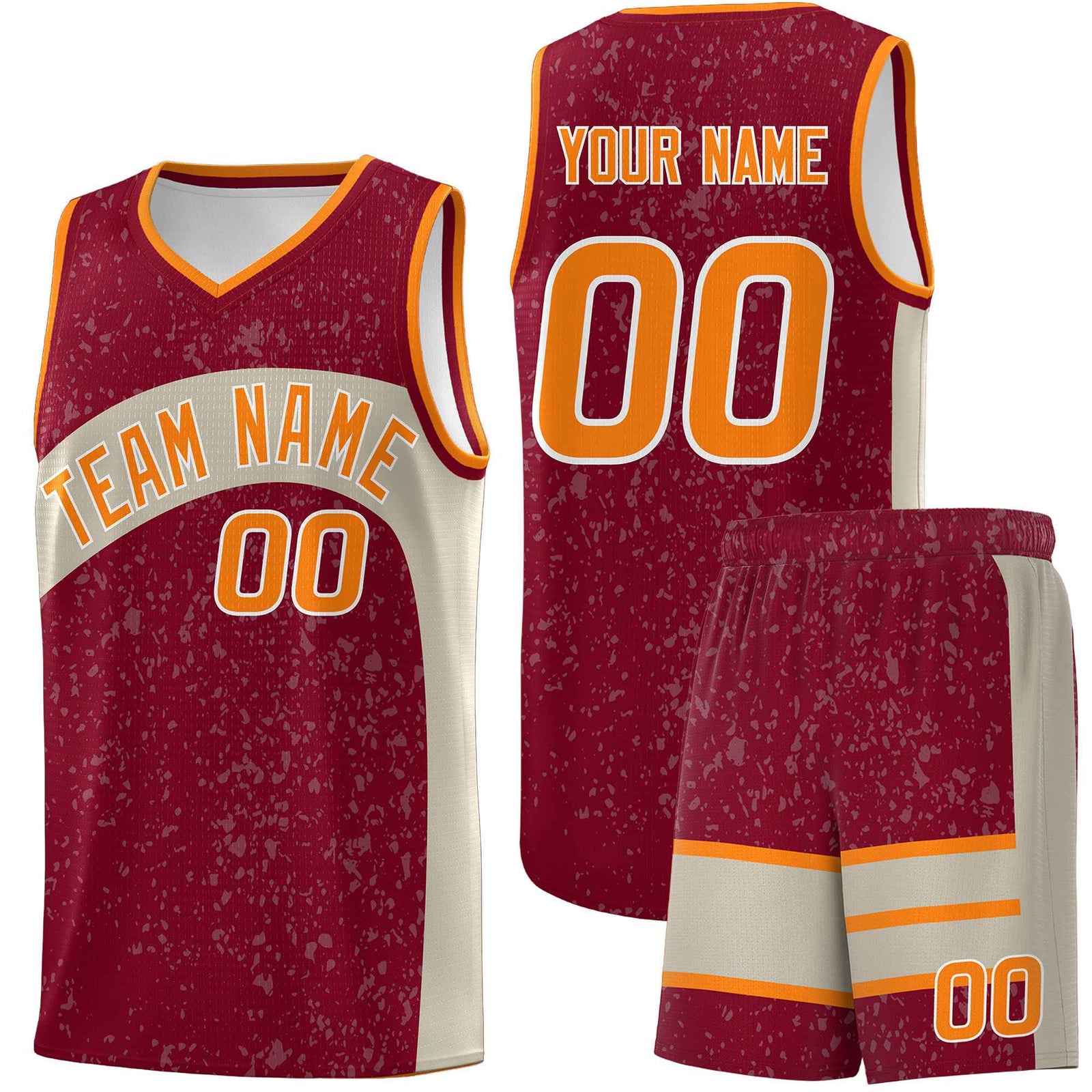Custom Maroon Brazilian Sand Dot Graffiti Pattern Irregular Team Names Sports Uniform Basketball Jersey| KXKSHOP