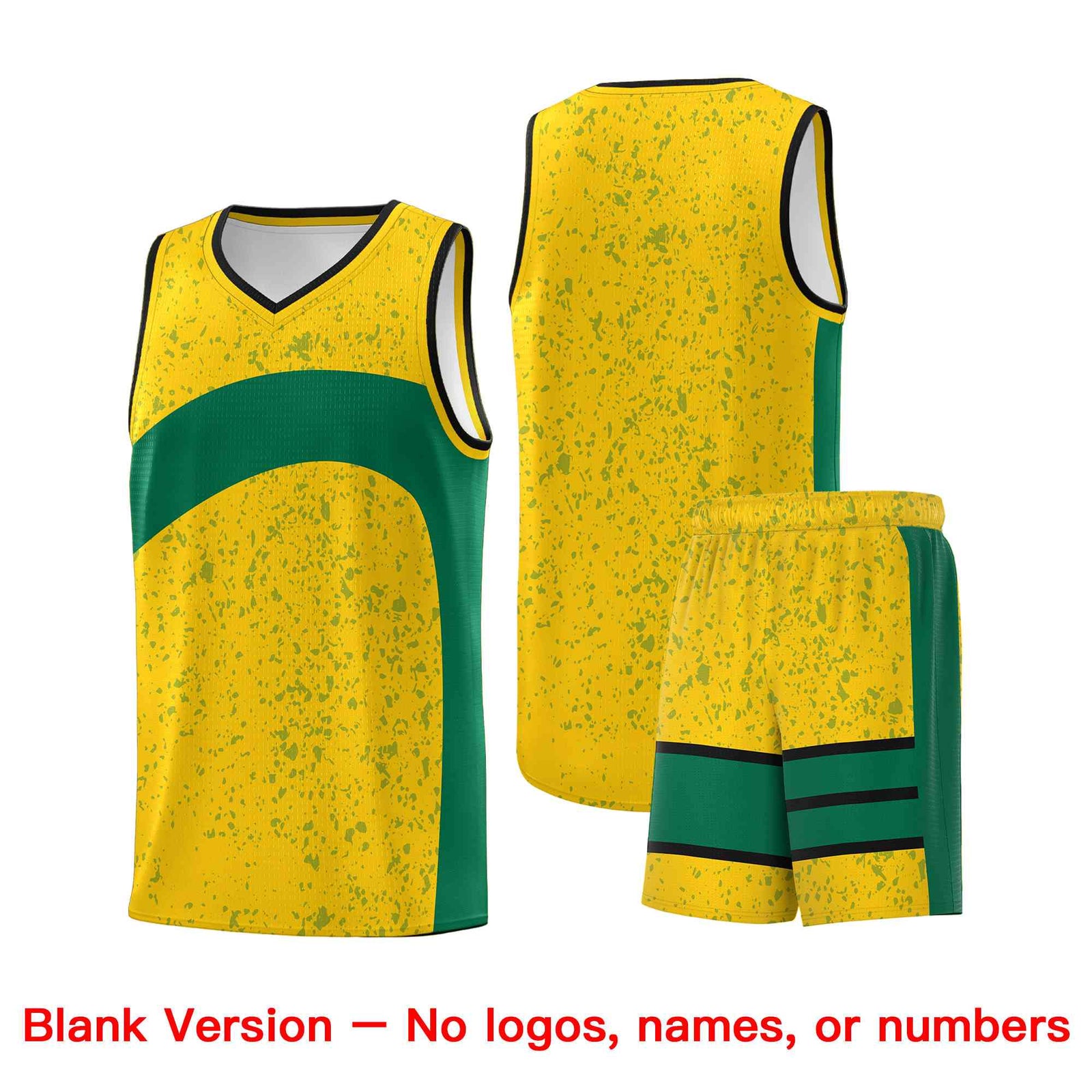 Custom Gold Kelly Green Dot Graffiti Pattern Irregular Team Names Sports Uniform Basketball Jersey| KXKSHOP