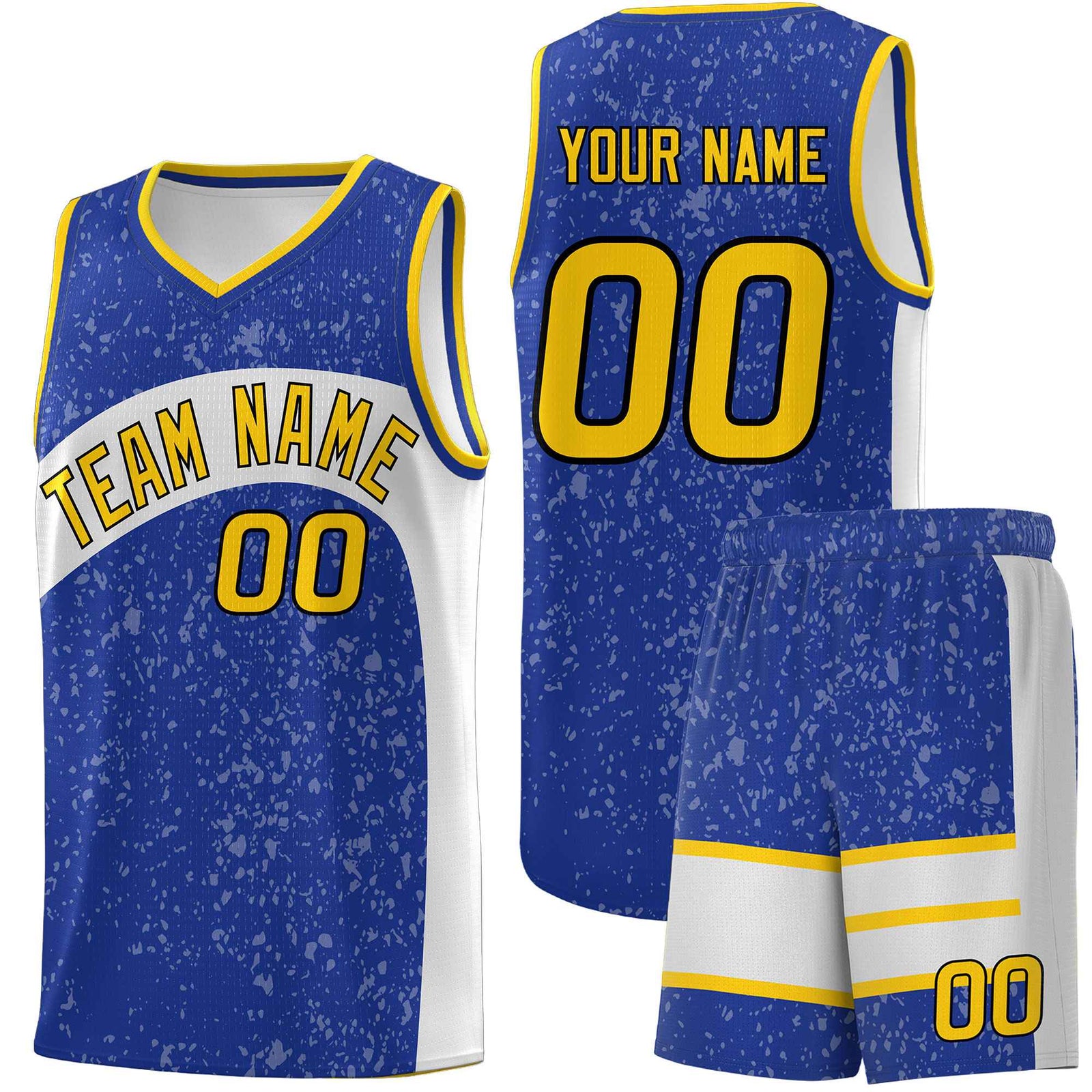 Custom Royal White Dot Graffiti Pattern Irregular Team Names Sports Uniform Basketball Jersey| KXKSHOP