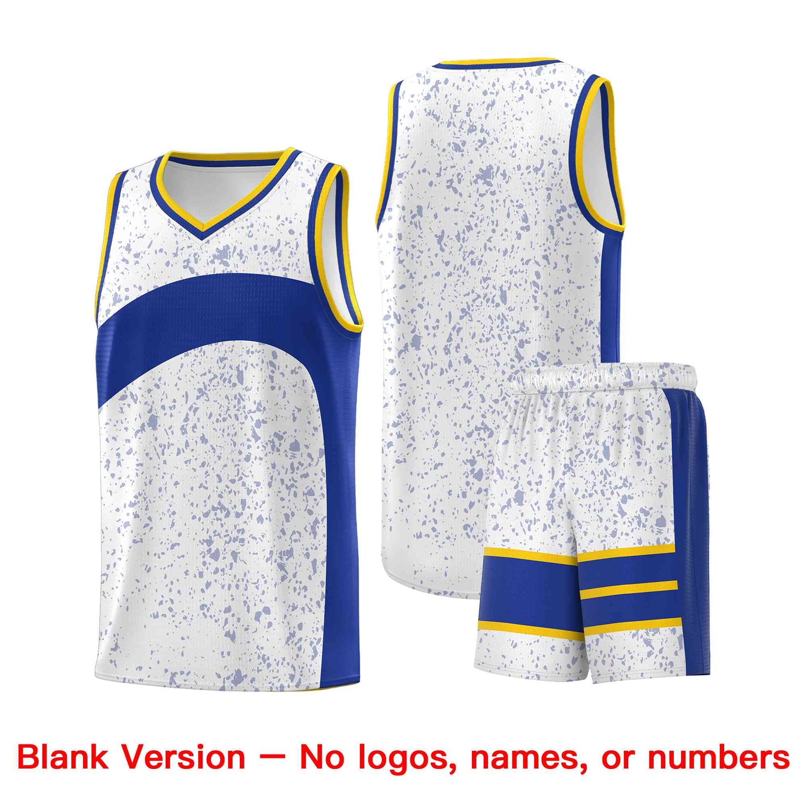 Custom White Royal Dot Graffiti Pattern Irregular Team Names Sports Uniform Basketball Jersey| KXKSHOP