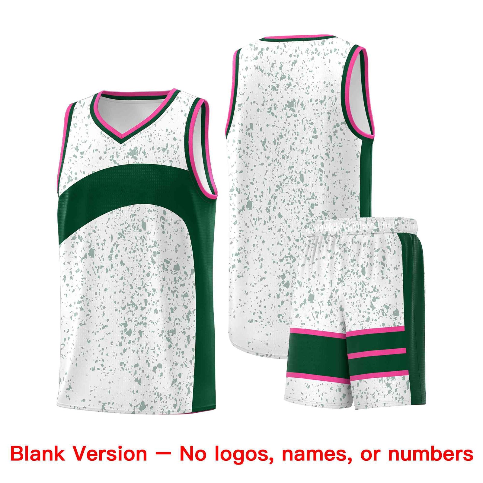 Custom White Green Dot Graffiti Pattern Irregular Team Names Sports Uniform Basketball Jersey| KXKSHOP