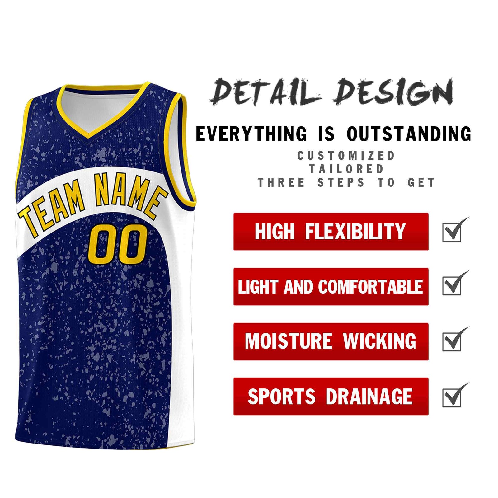 Custom Navy White Dot Graffiti Pattern Irregular Team Names Sports Uniform Basketball Jersey| KXKSHOP