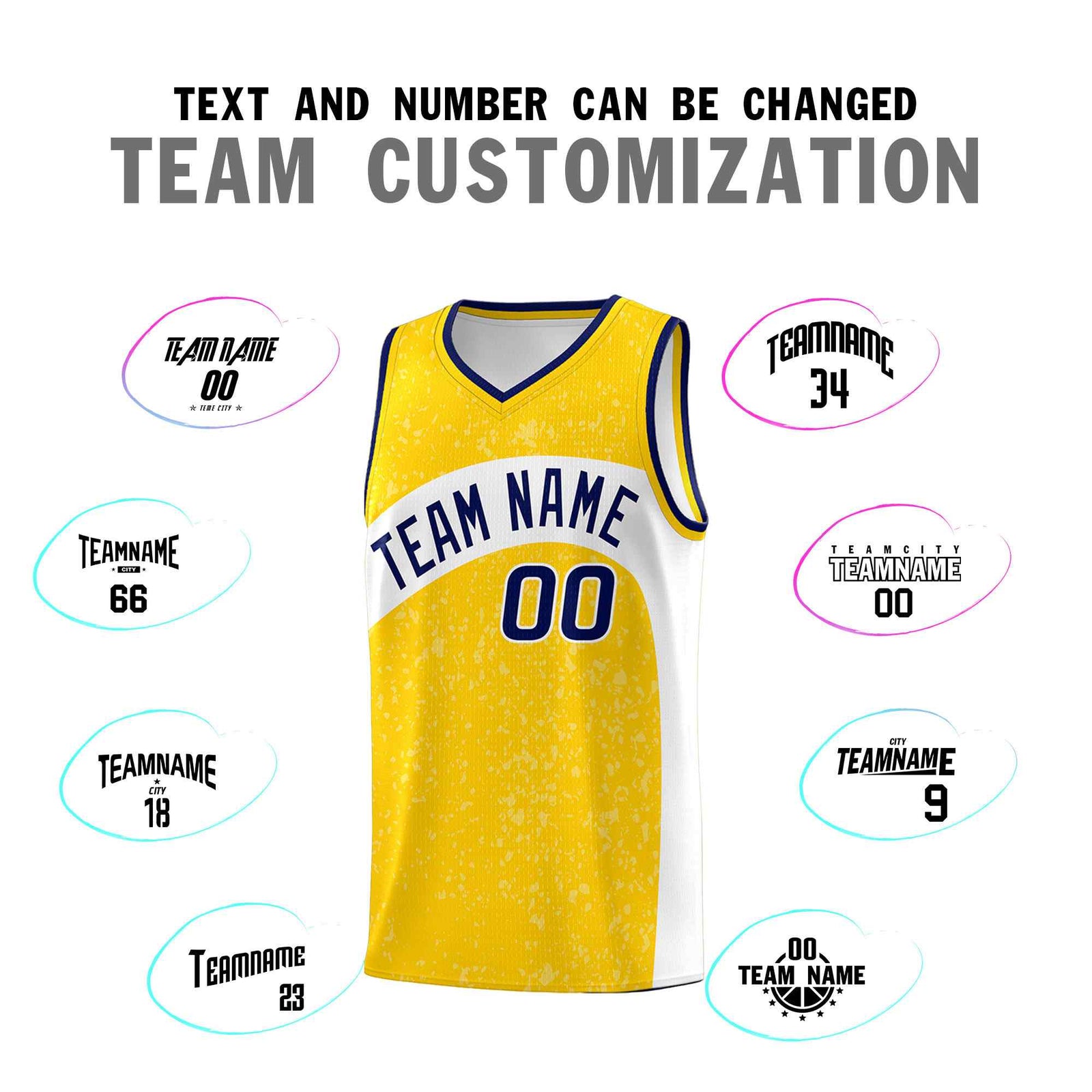 Custom Gold White Dot Graffiti Pattern Irregular Team Names Sports Uniform Basketball Jersey