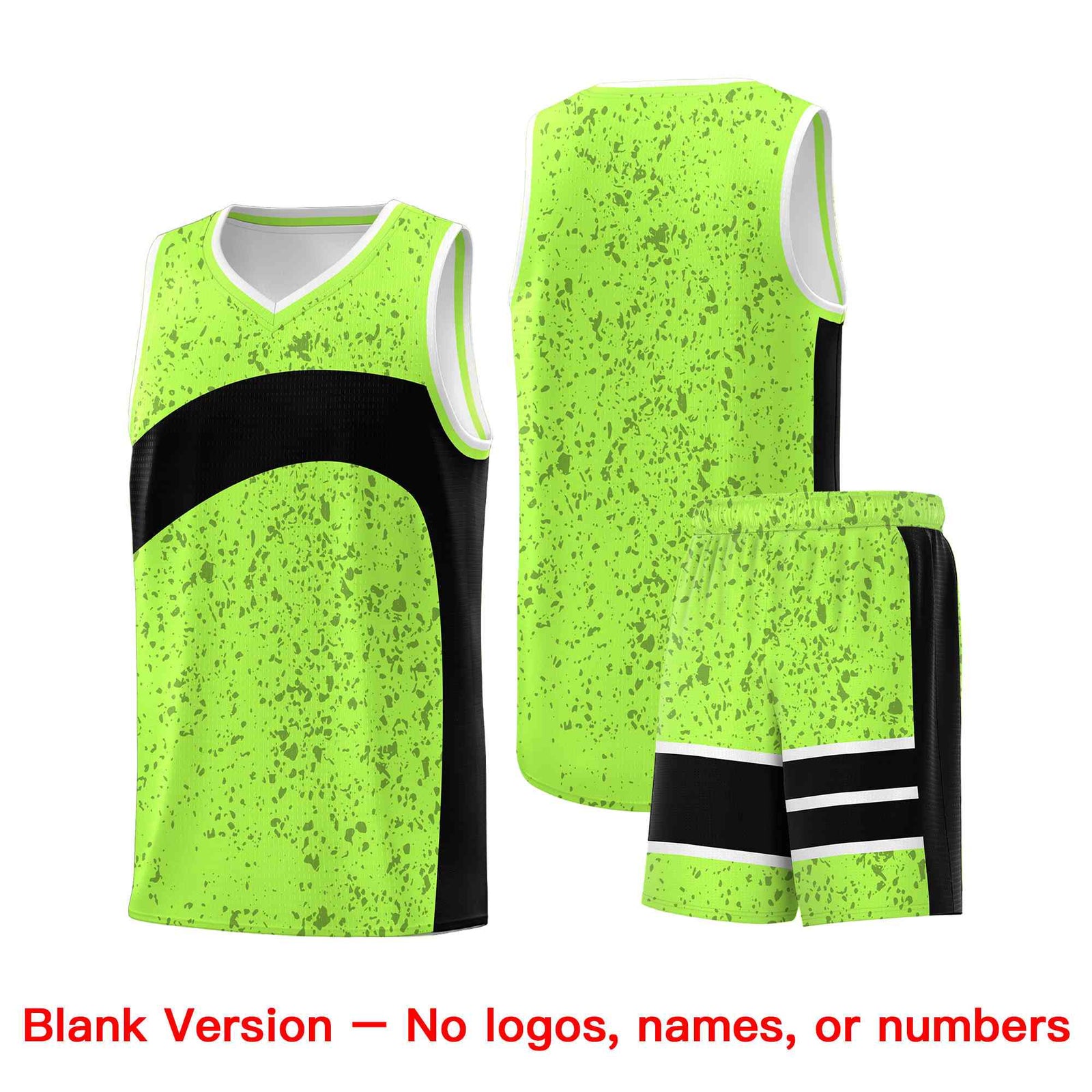 Custom Fluorescent Green Black Dot Graffiti Pattern Irregular Team Names Sports Uniform Basketball Jersey| KXKSHOP