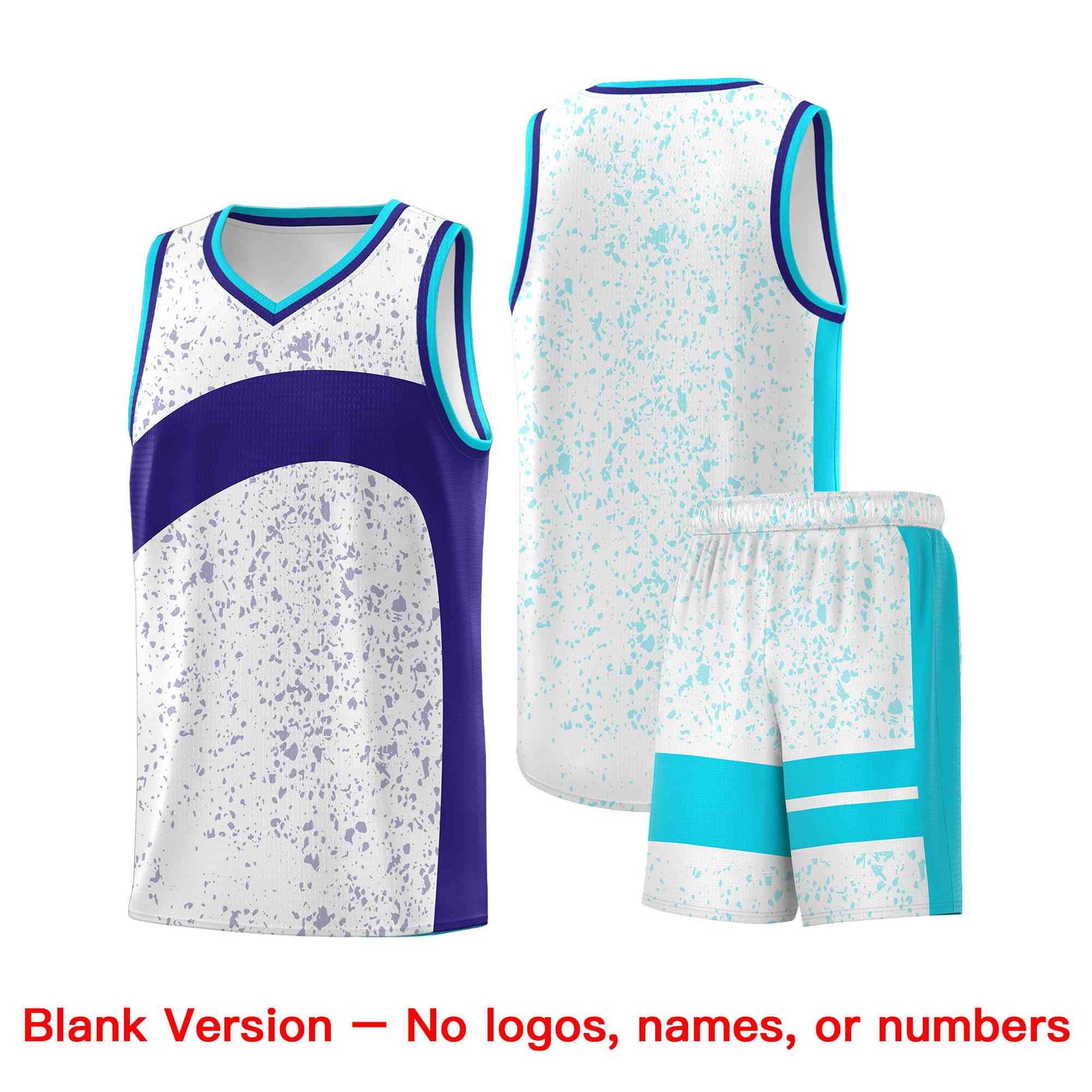Custom White Royal Dot Graffiti Pattern Irregular Team Names Sports Uniform Basketball Jersey| KXKSHOP