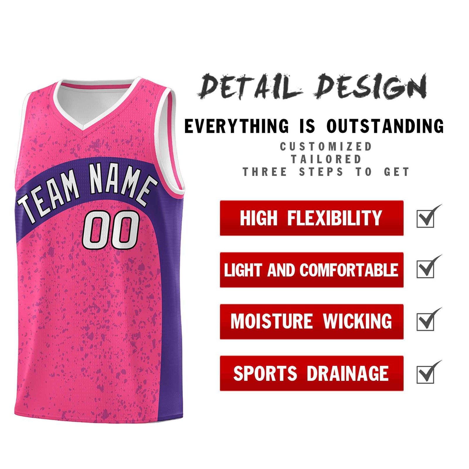 Custom Pink Purple Dot Graffiti Pattern Irregular Team Names Sports Uniform Basketball Jersey| KXKSHOP