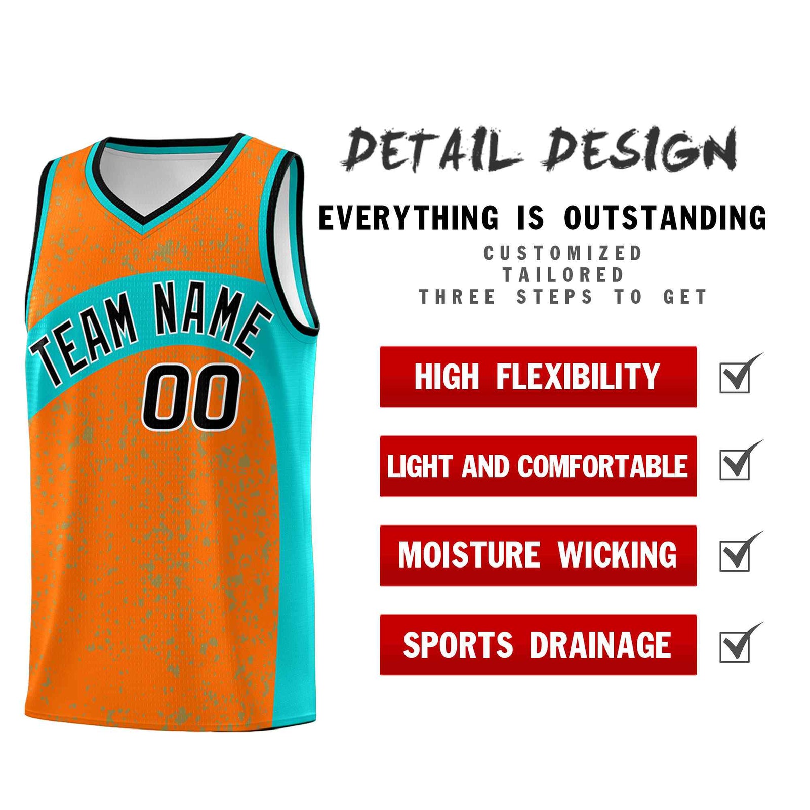 Custom Orange Aqua Dot Graffiti Pattern Irregular Team Names Sports Uniform Basketball Jersey| KXKSHOP