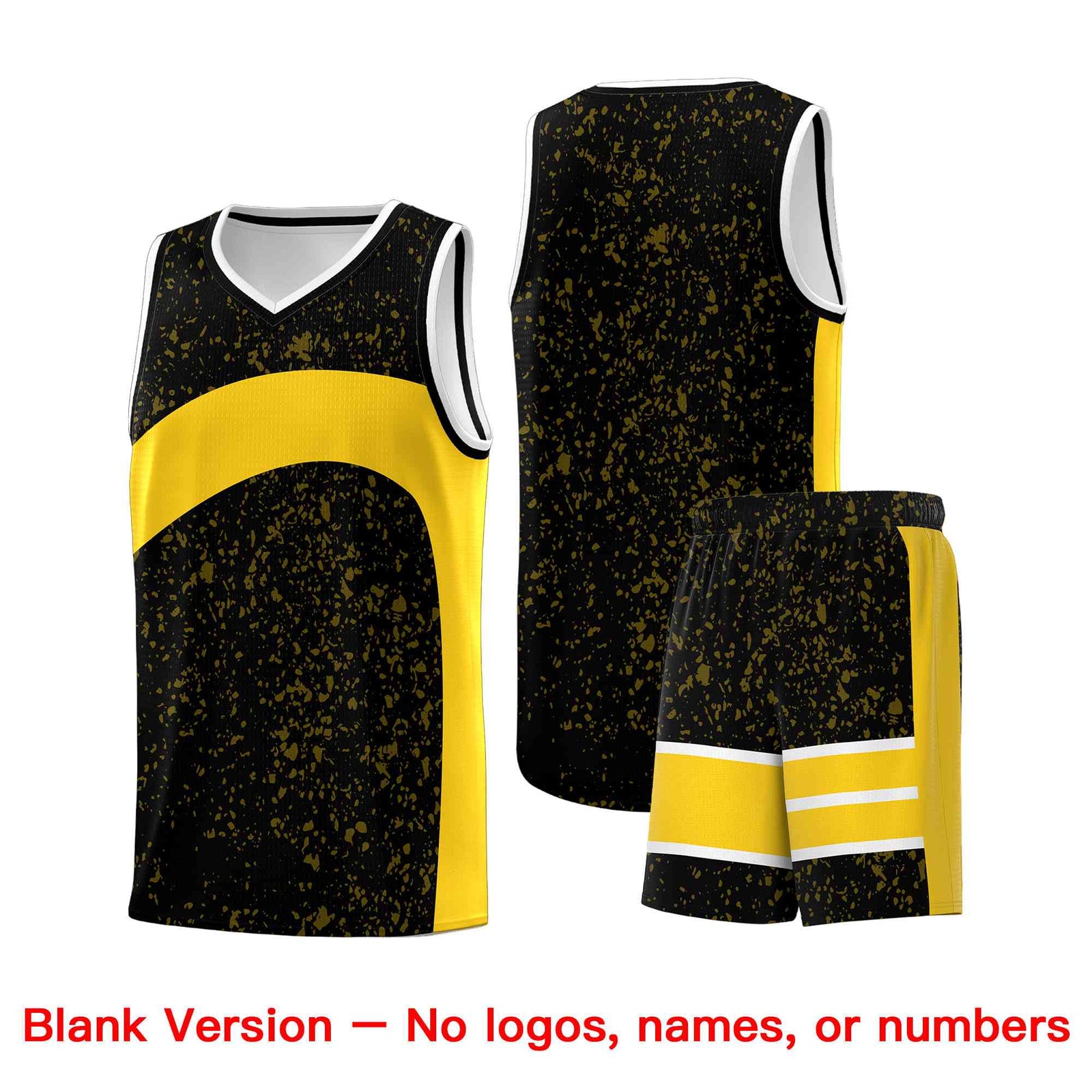 Custom Black Gold Dot Graffiti Pattern Irregular Team Names Sports Uniform Basketball Jersey| KXKSHOP