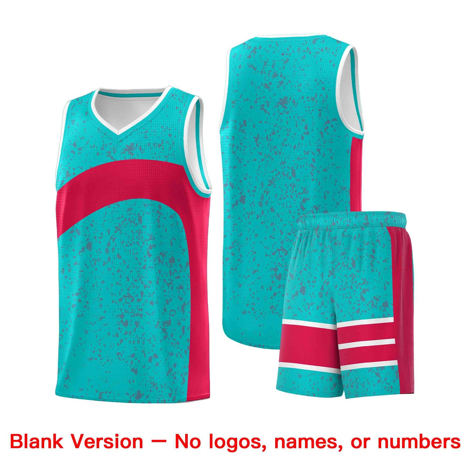 Custom Aqua Red Dot Graffiti Pattern Irregular Team Names Sports Uniform Basketball Jersey