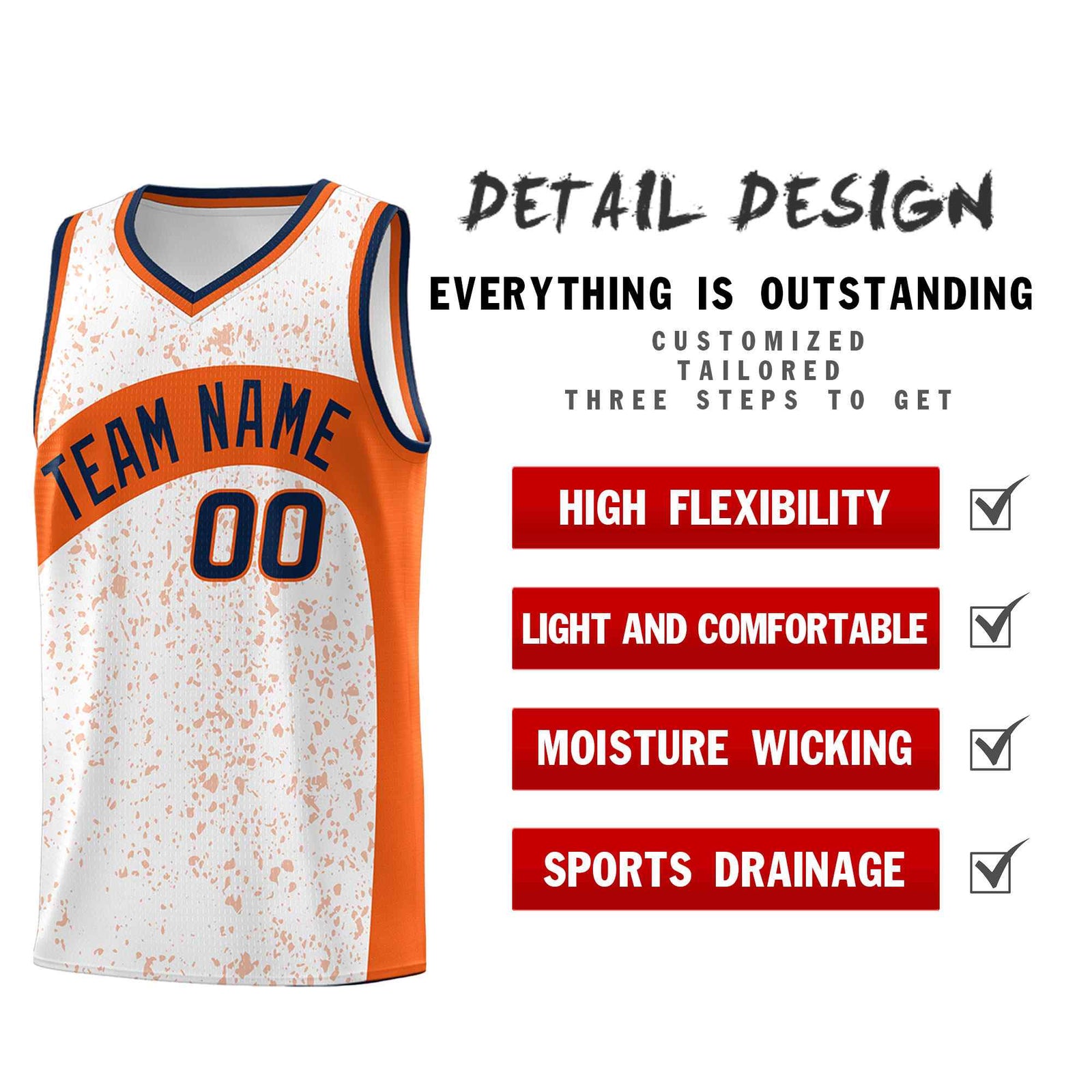 Custom White Orange Dot Graffiti Pattern Irregular Team Names Sports Uniform Basketball Jersey| KXKSHOP