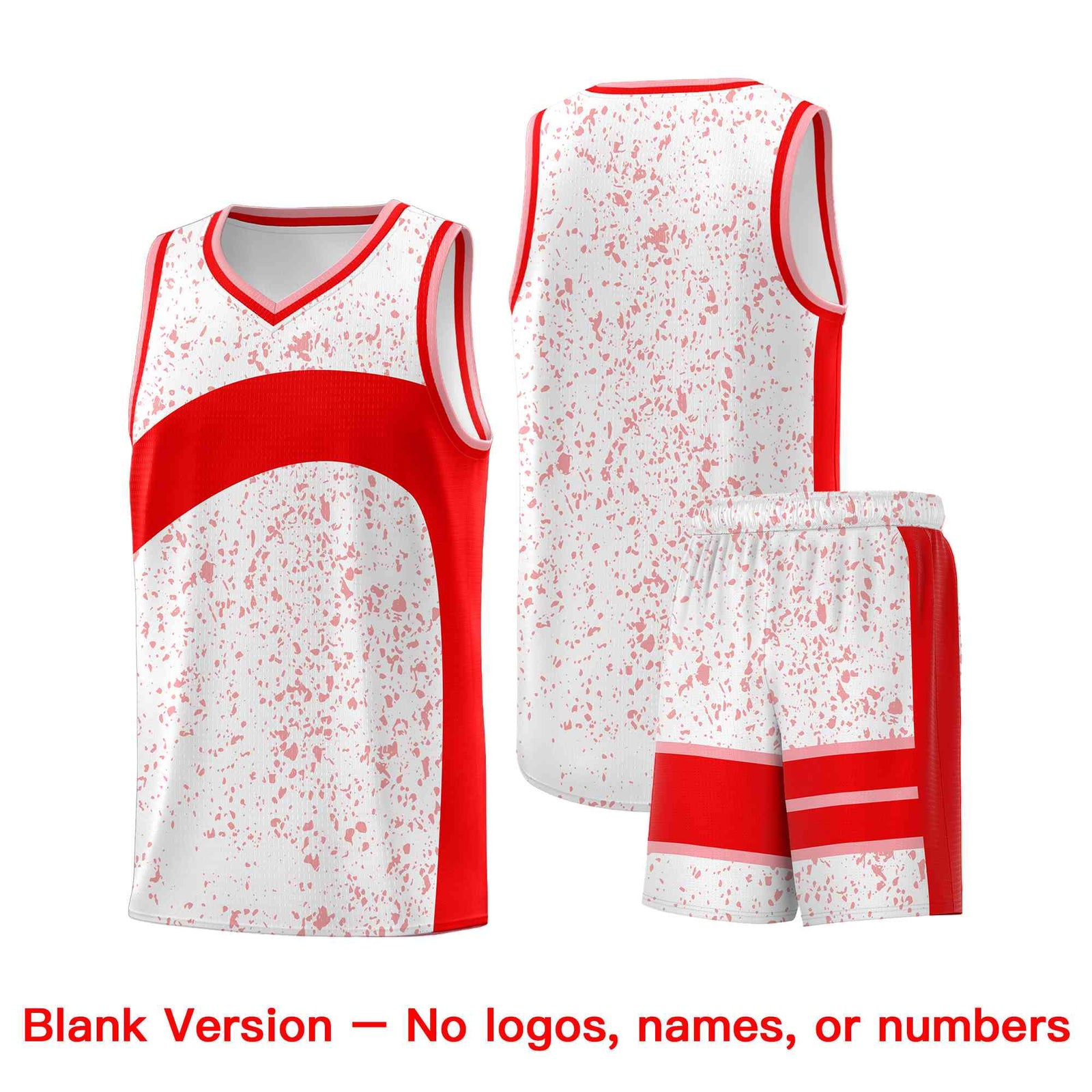 Custom White Light Red Dot Graffiti Pattern Irregular Team Names Sports Uniform Basketball Jersey| KXKSHOP