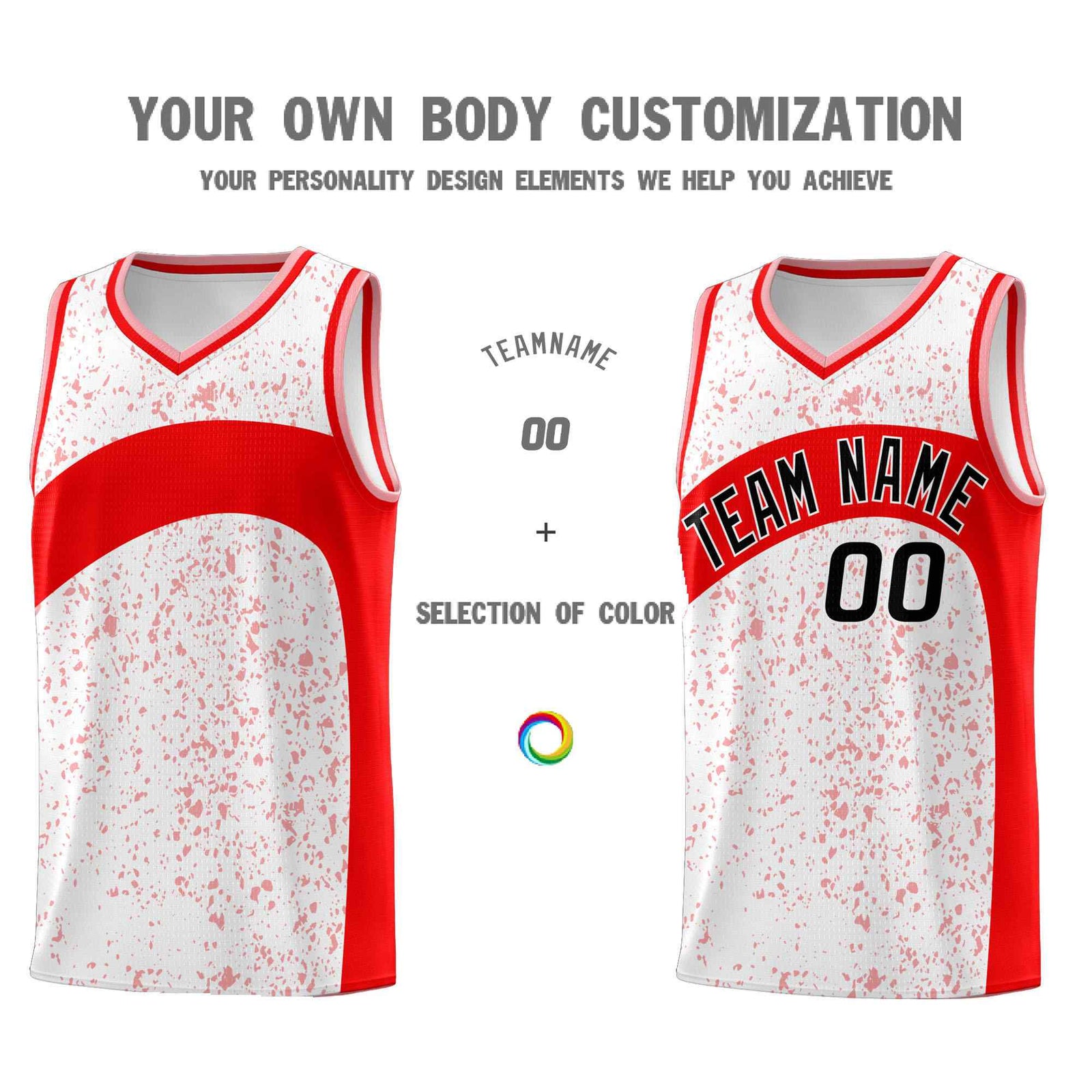 Custom White Light Red Dot Graffiti Pattern Irregular Team Names Sports Uniform Basketball Jersey