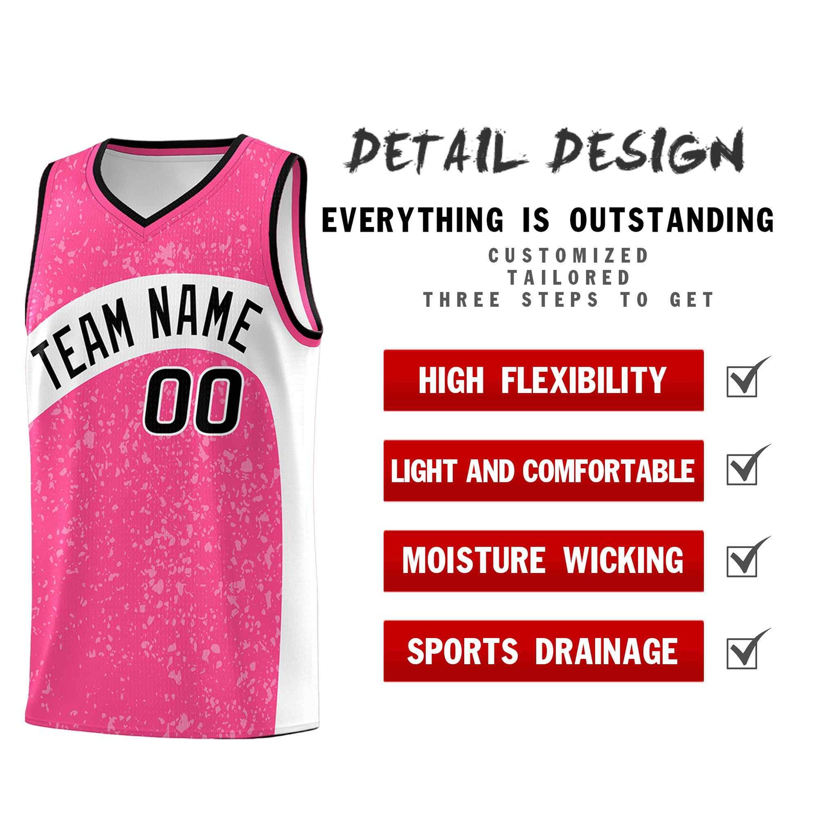 Custom Pink White Dot Graffiti Pattern Irregular Team Names Sports Uniform Basketball Jersey| KXKSHOP