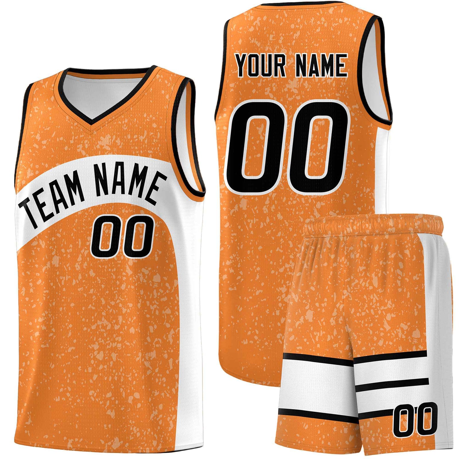 Custom Gold Orange White Dot Graffiti Pattern Irregular Team Names Sports Uniform Basketball Jersey| KXKSHOP
